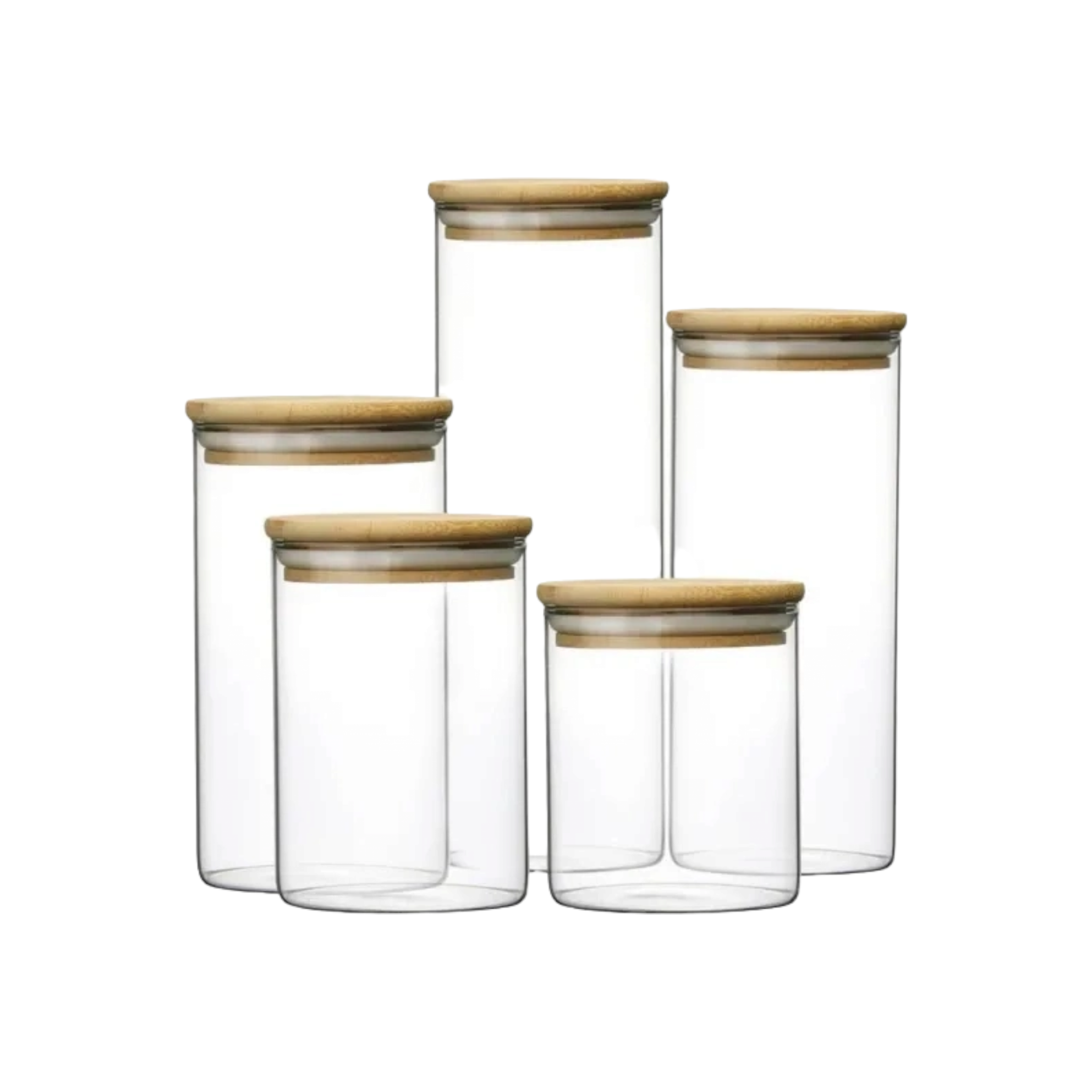 Borosilicate Glass Canister Storage Jar Round with Wooden Lid