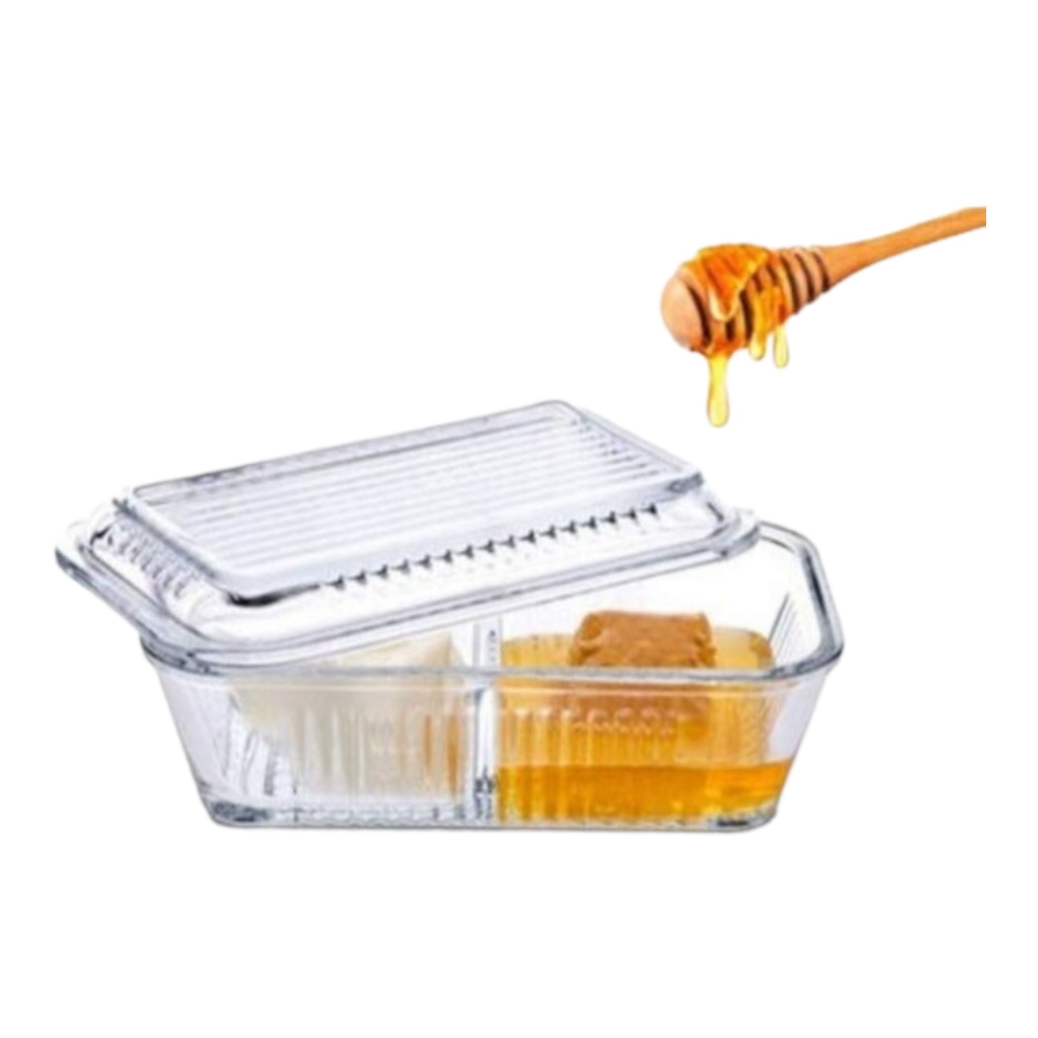 Pasabahce Frigo Glass Storage 2-Compartment Butter Dish 480mm with Lid 23894