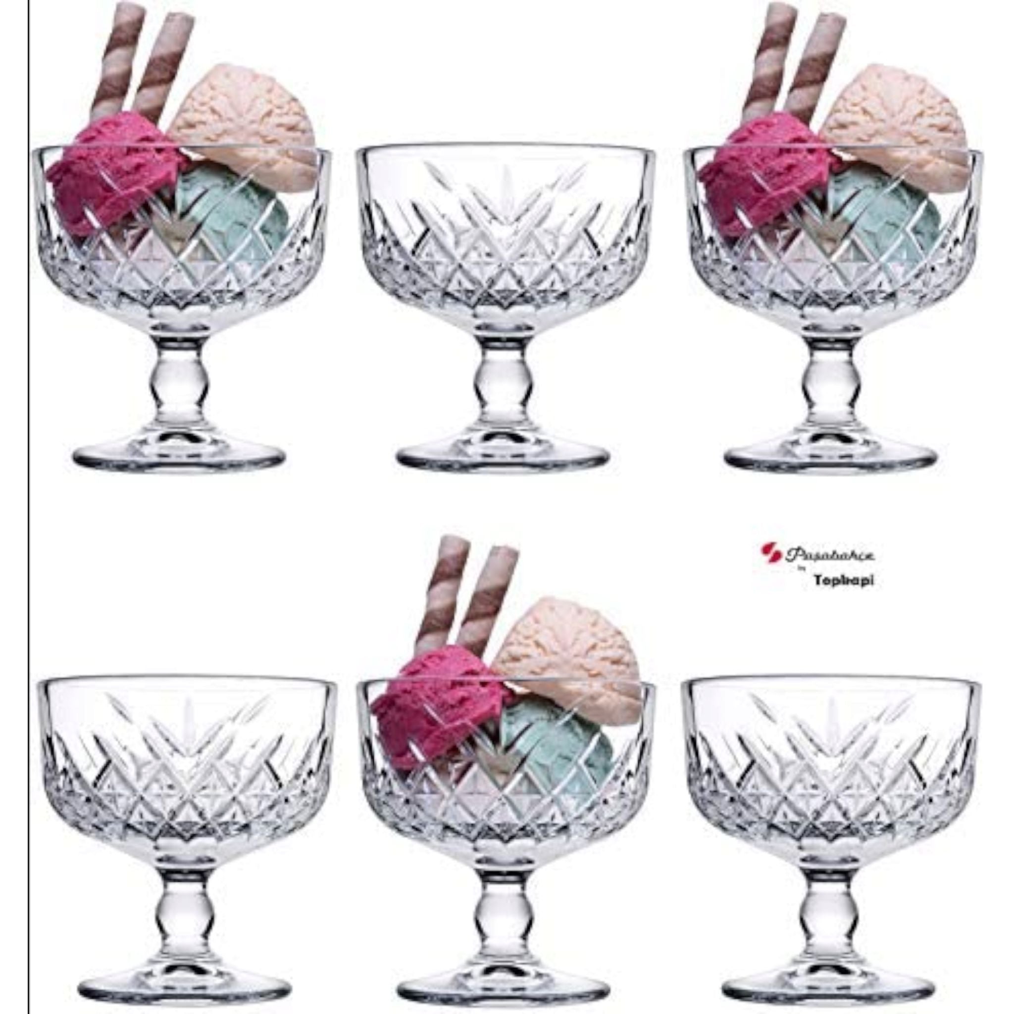 Pasabahce Timeless Glass Glass Ice Cream Dessert Bowl Cup 280ml 2pc 23907