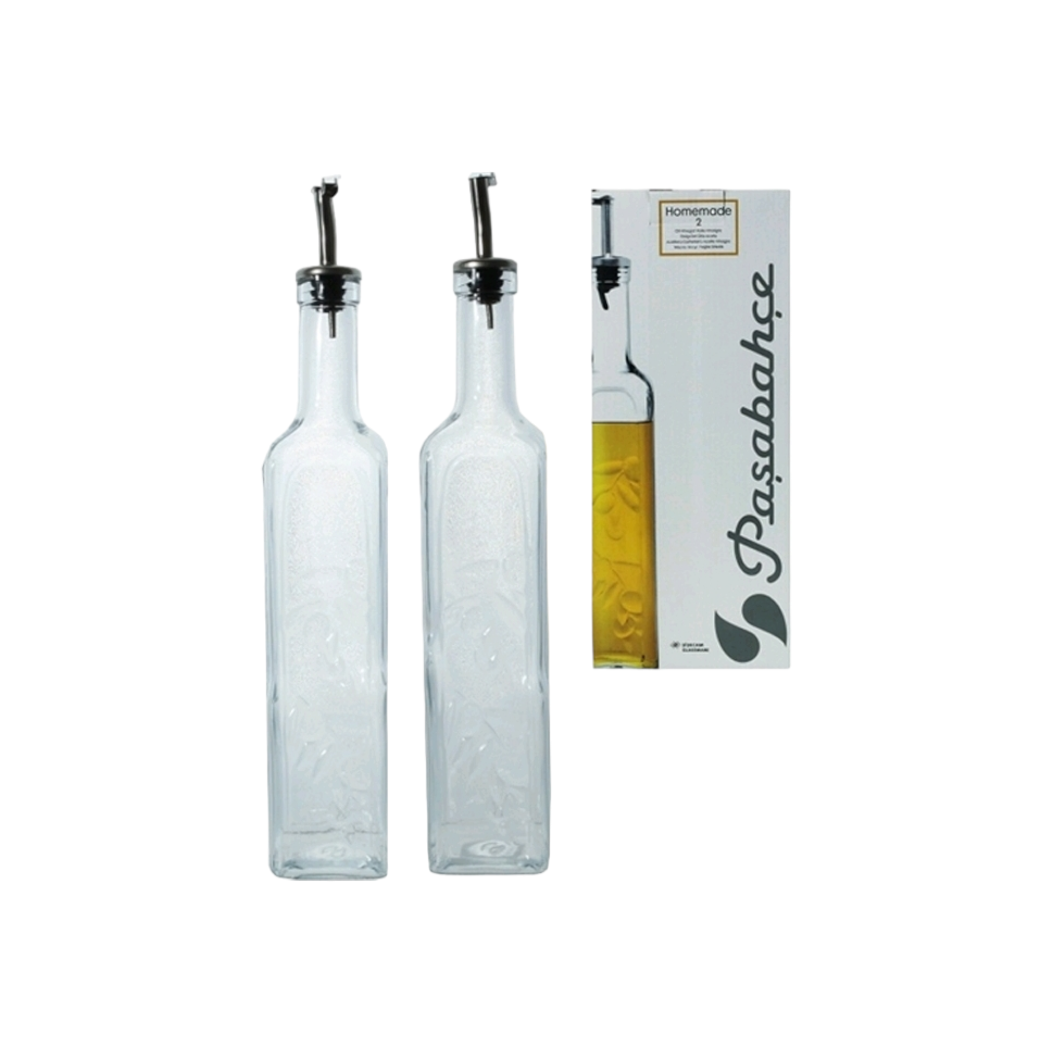 Pasabahce 500ml Oil & Vinegar Set with Metal Pourer 2pcs 24003