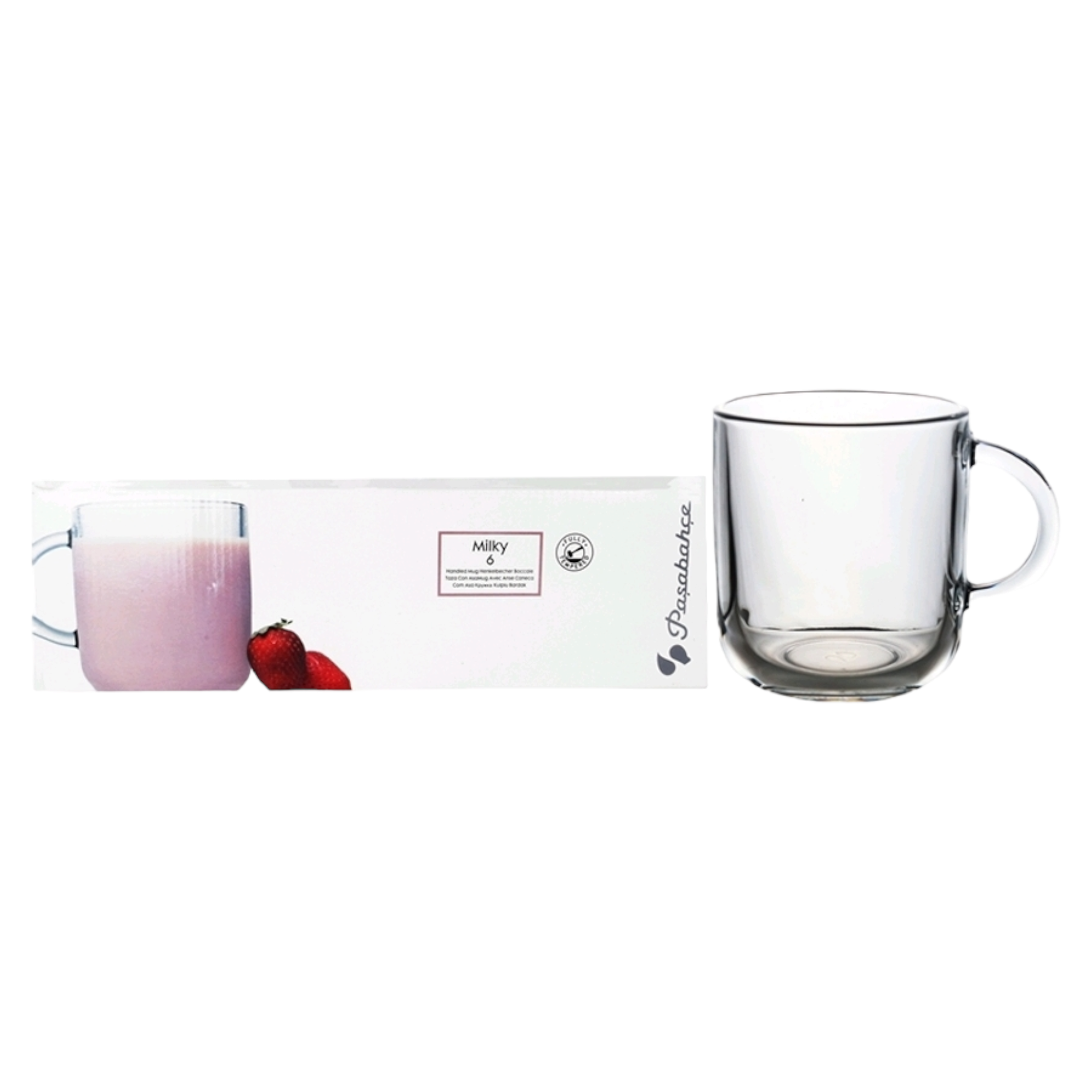 Pasabahce Iconic Milky Glass Coffee Mug with Handle 245ml 6pcs