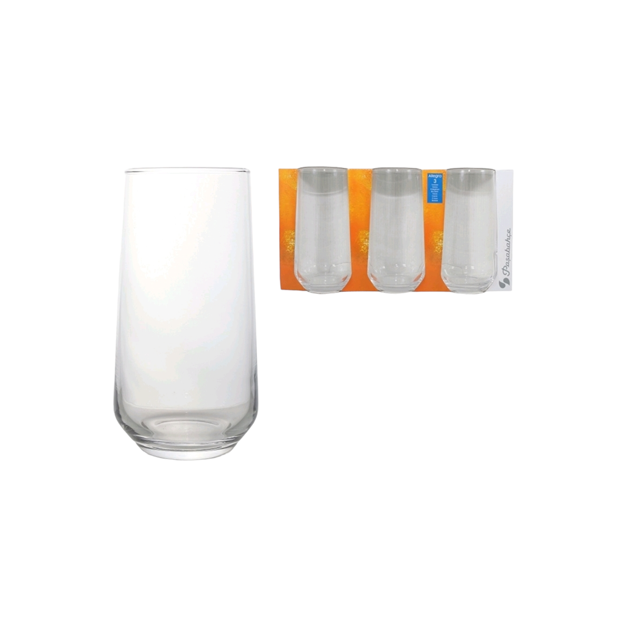 Pasabahce Allegra Hiball Glass Tumbler 470ml 3pack 23724
