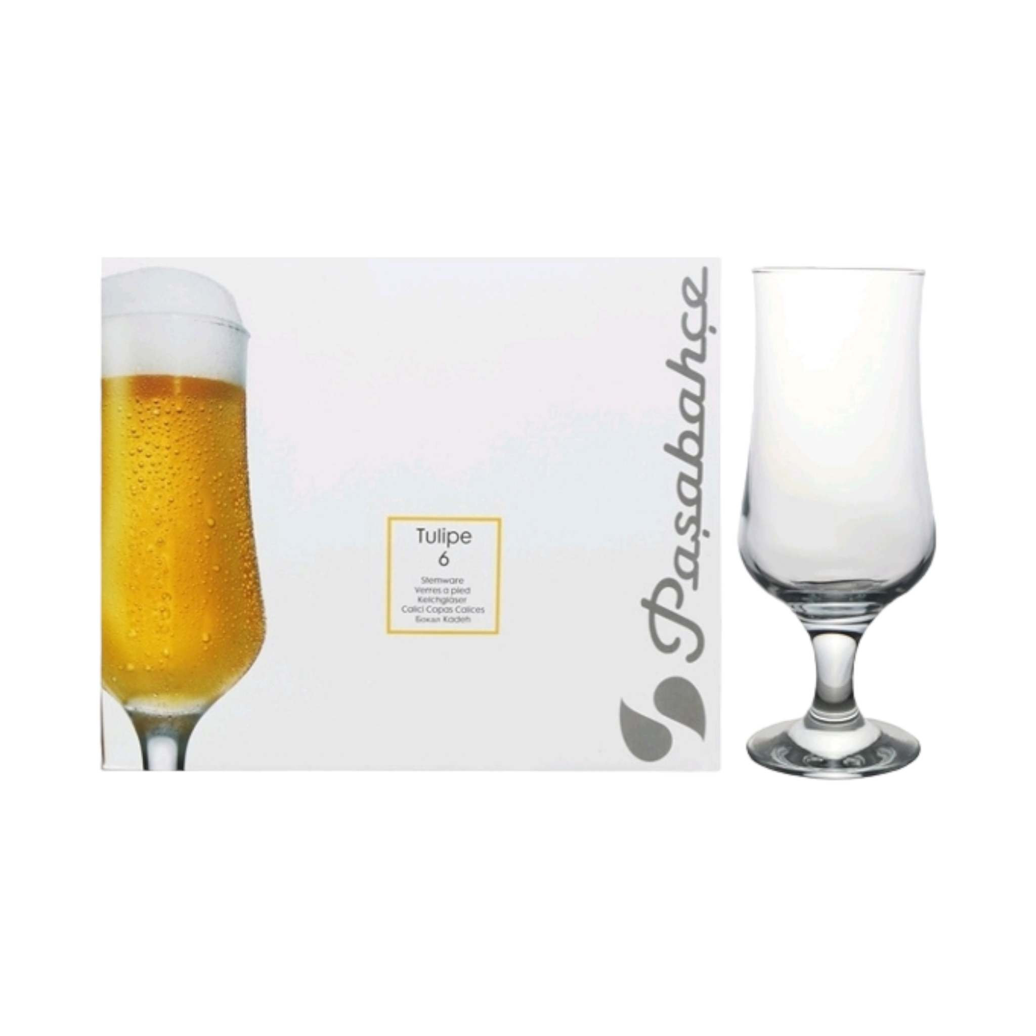 Pasabahce Tulipe Glass Tumbler 385ml Beer Glass Footed 6pack 23003