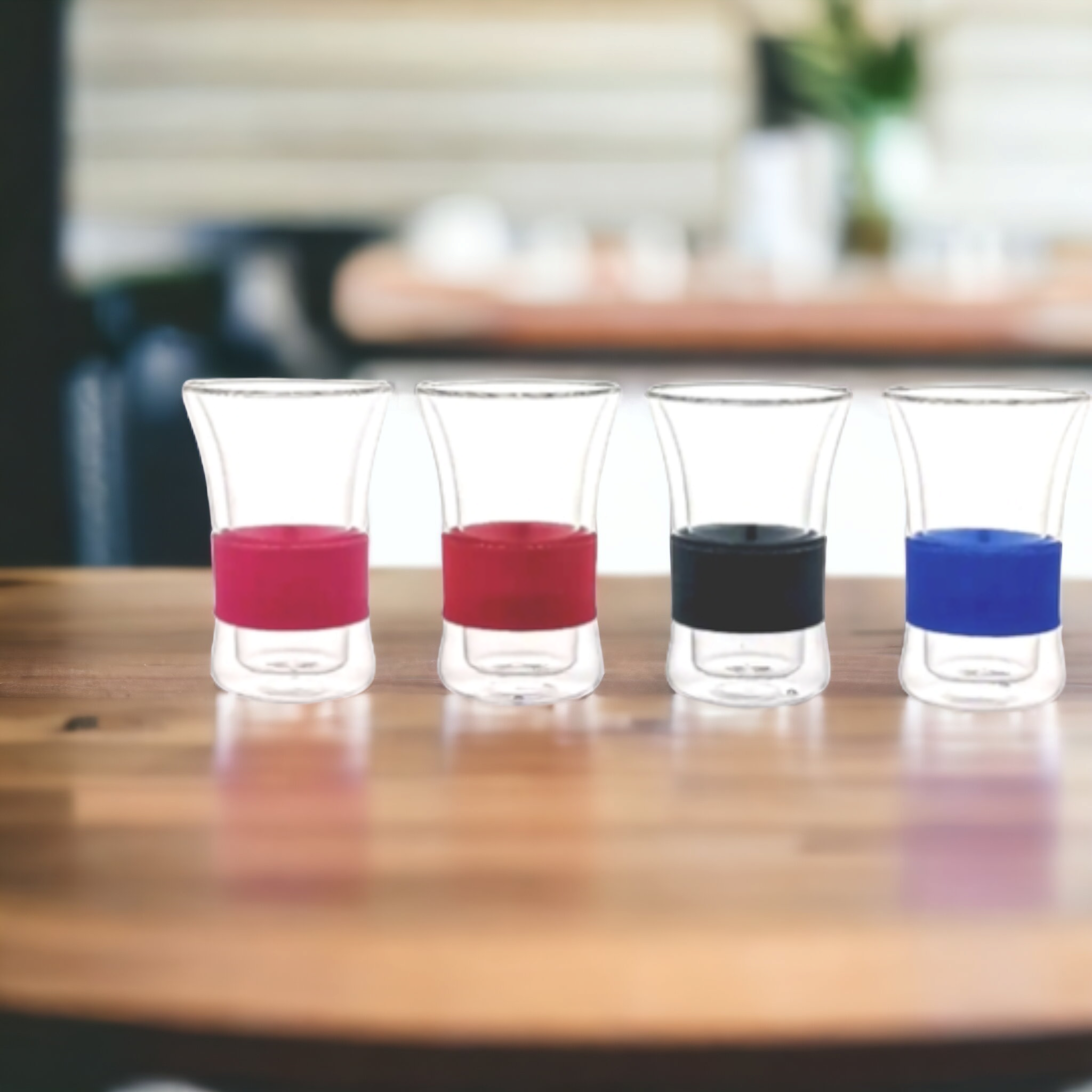 Barista Double Wall Café Cup 250ml with Color Silicone Grip 4pcs 11850A