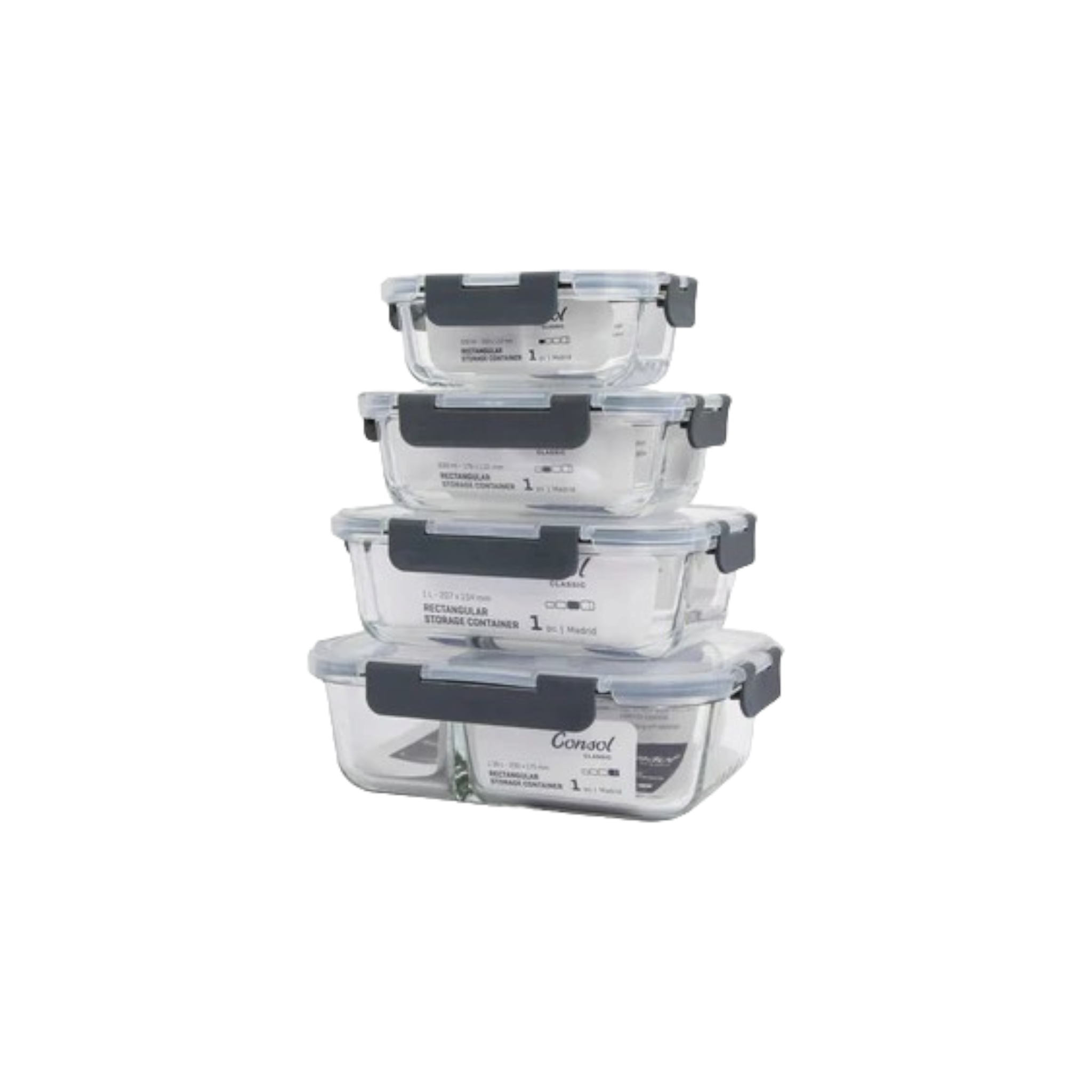 Consol Madrid 2-Division Storage Container with Clip on Lid 1.36L 17173