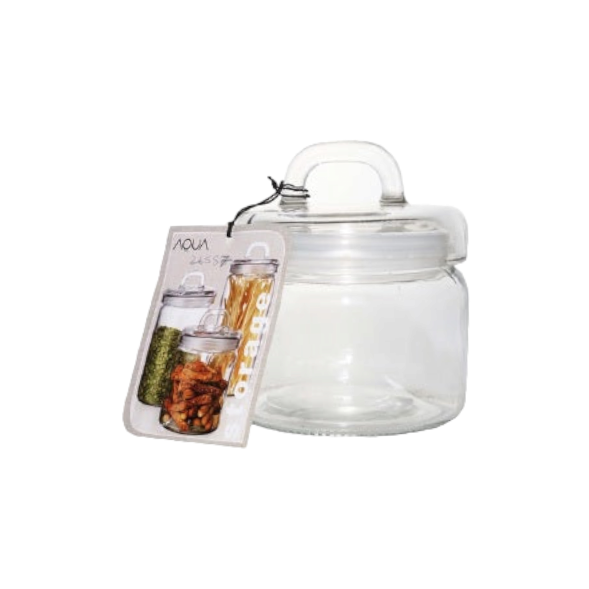 Aqua Glass Storage Jar 750ml Canister Round Loop Lid 0.75L 26587