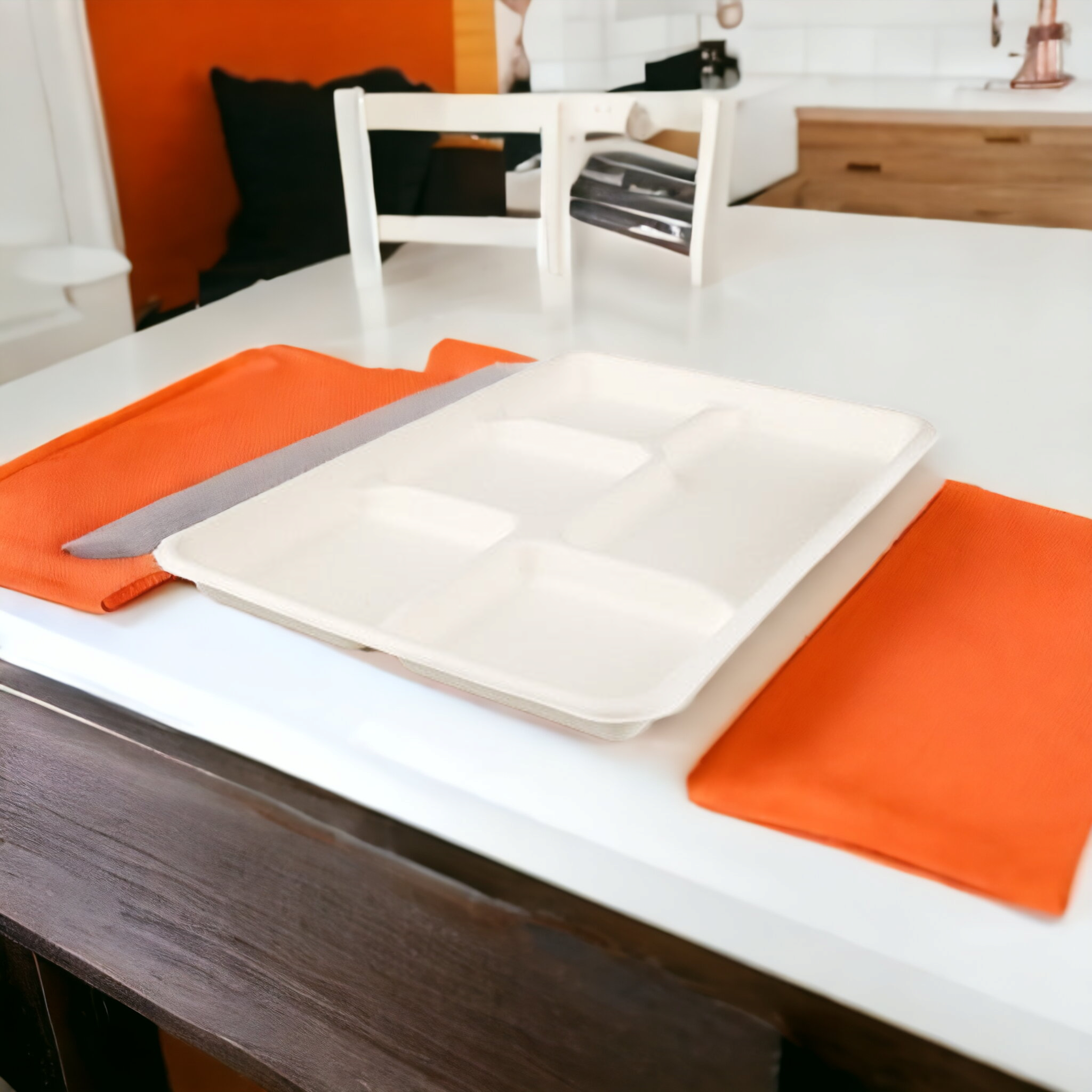 Biodegradable Bagasse Catering Serving Platter 5-Compartment Airliner Tray 10pack