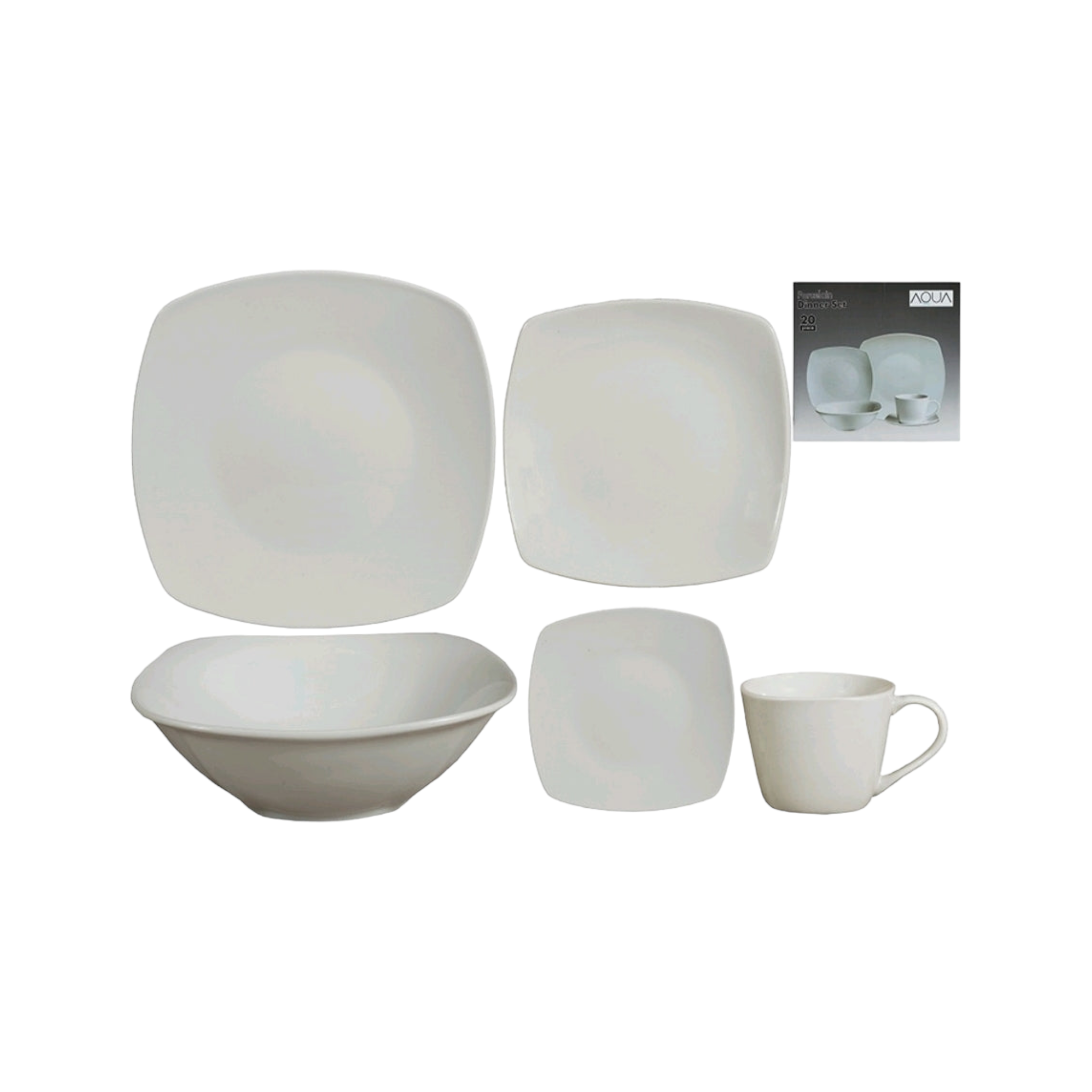 Ceramic Dinner Set White 20Pcs 34025