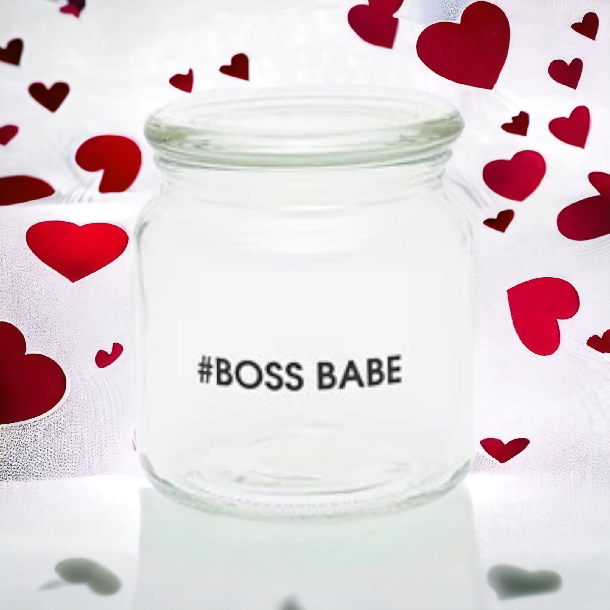 Regent Glass Storage Jar 550ml with Glass Lid Printed Boss Babe 26112B