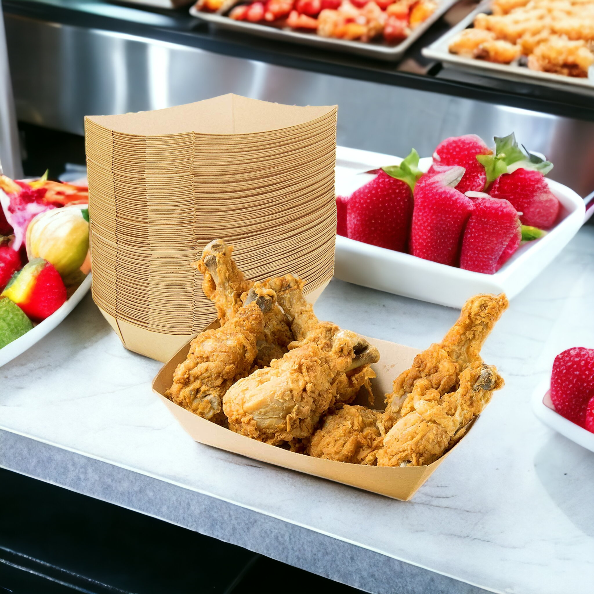 Kraft Paper Food Lunch Trays 10pack