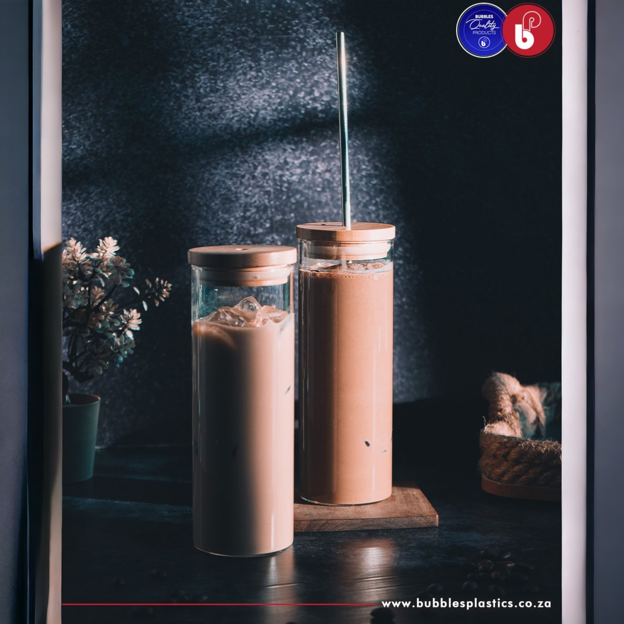 Glass Drinking Bottle with Bamboo Lid & Stainless Steel Straw 450ml