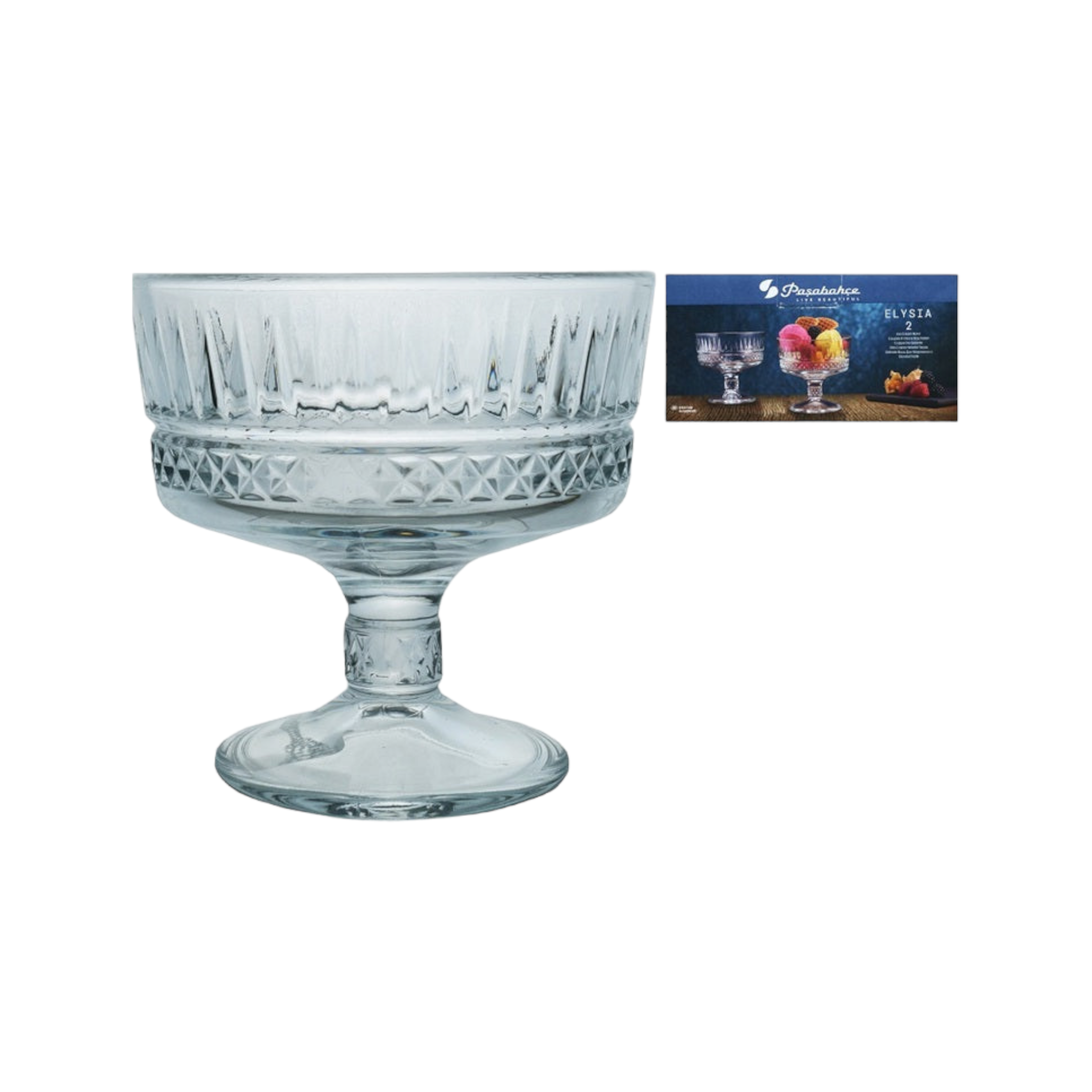 Pasabahce Elysia Ice Cream Dessert Bowl 2pc Gift Set