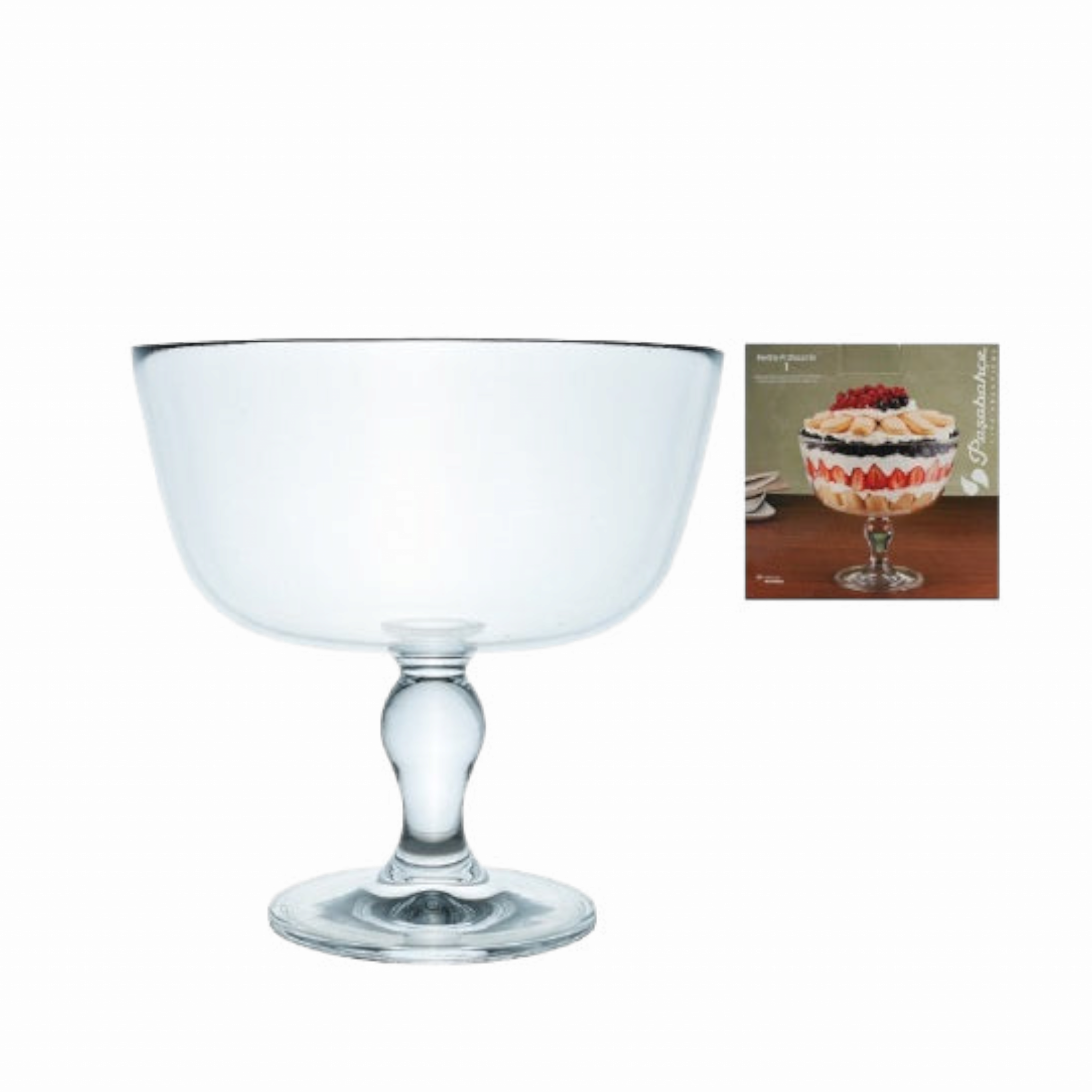Pasabahce Petite Patisserie Glass Trifle Serving Dish Bowl 22cm on Footed Stand 24237