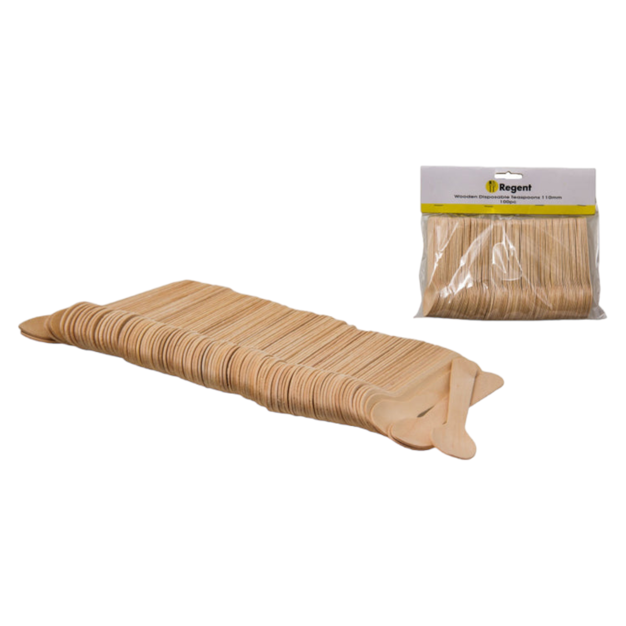 Regent Wooden Disposable Teaspoons 110x23mm 100pack 35141