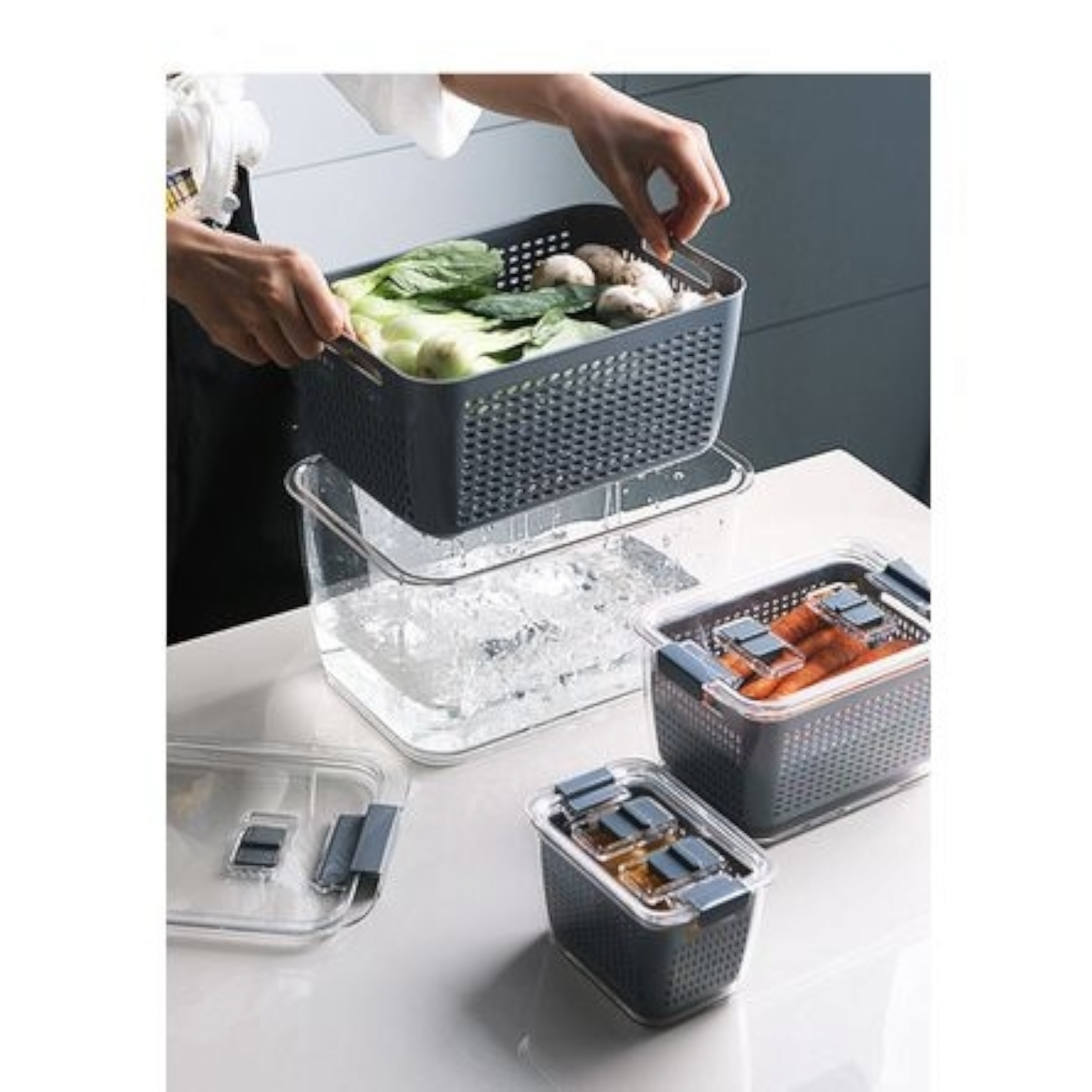 Refrigerator Fruit 'n Vegetable Storage and Drain Basket XP1234