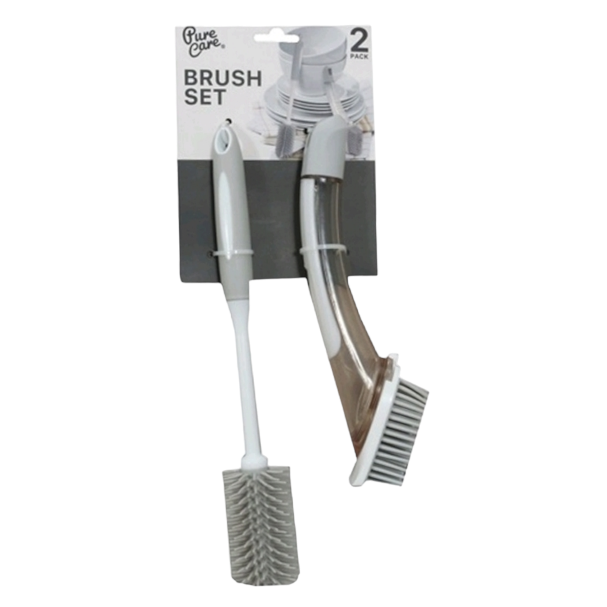 Dish and Bottle Brush Set 2pc Light Grey 10108