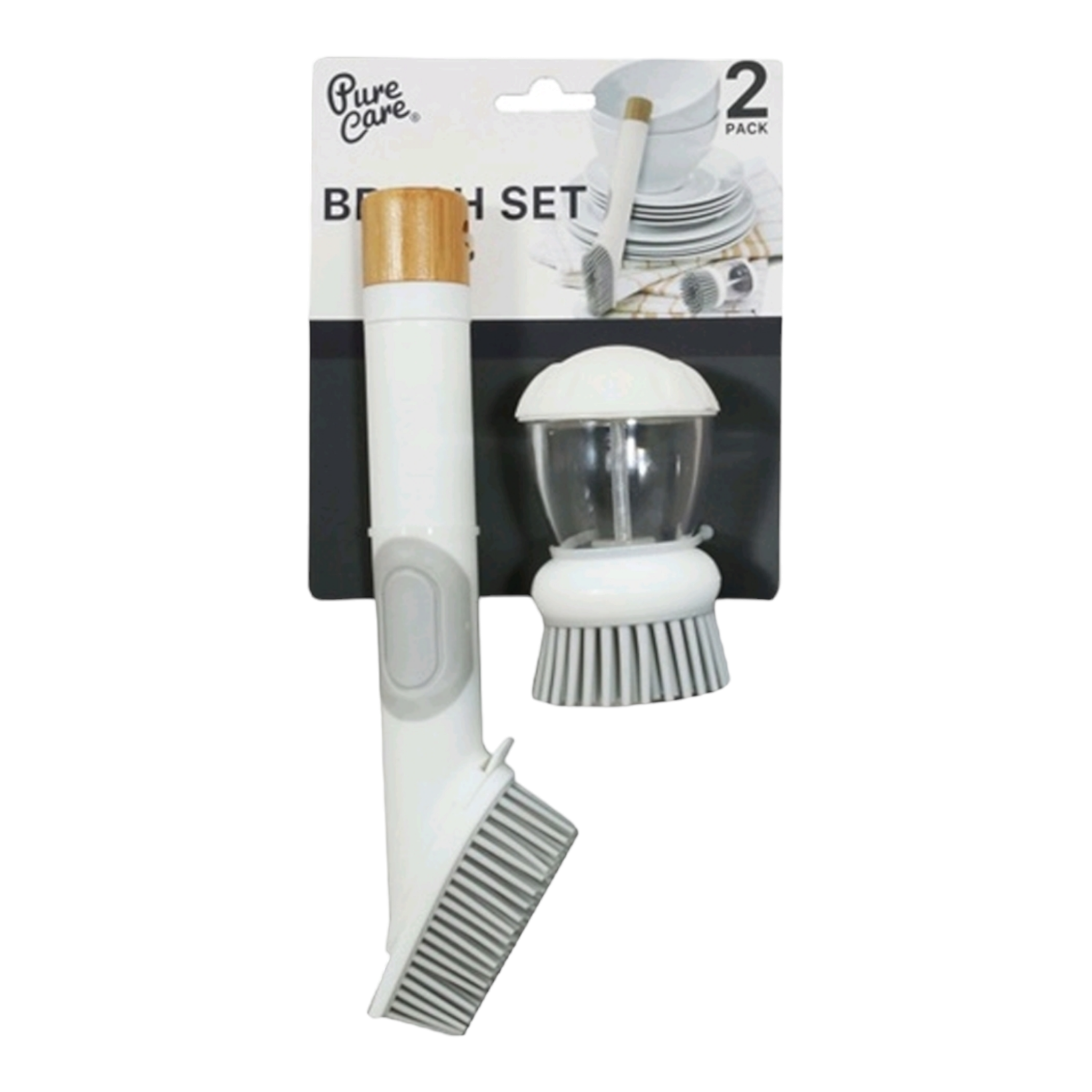 Dish Brush Set Bamboo Handle 2pc Set 10124