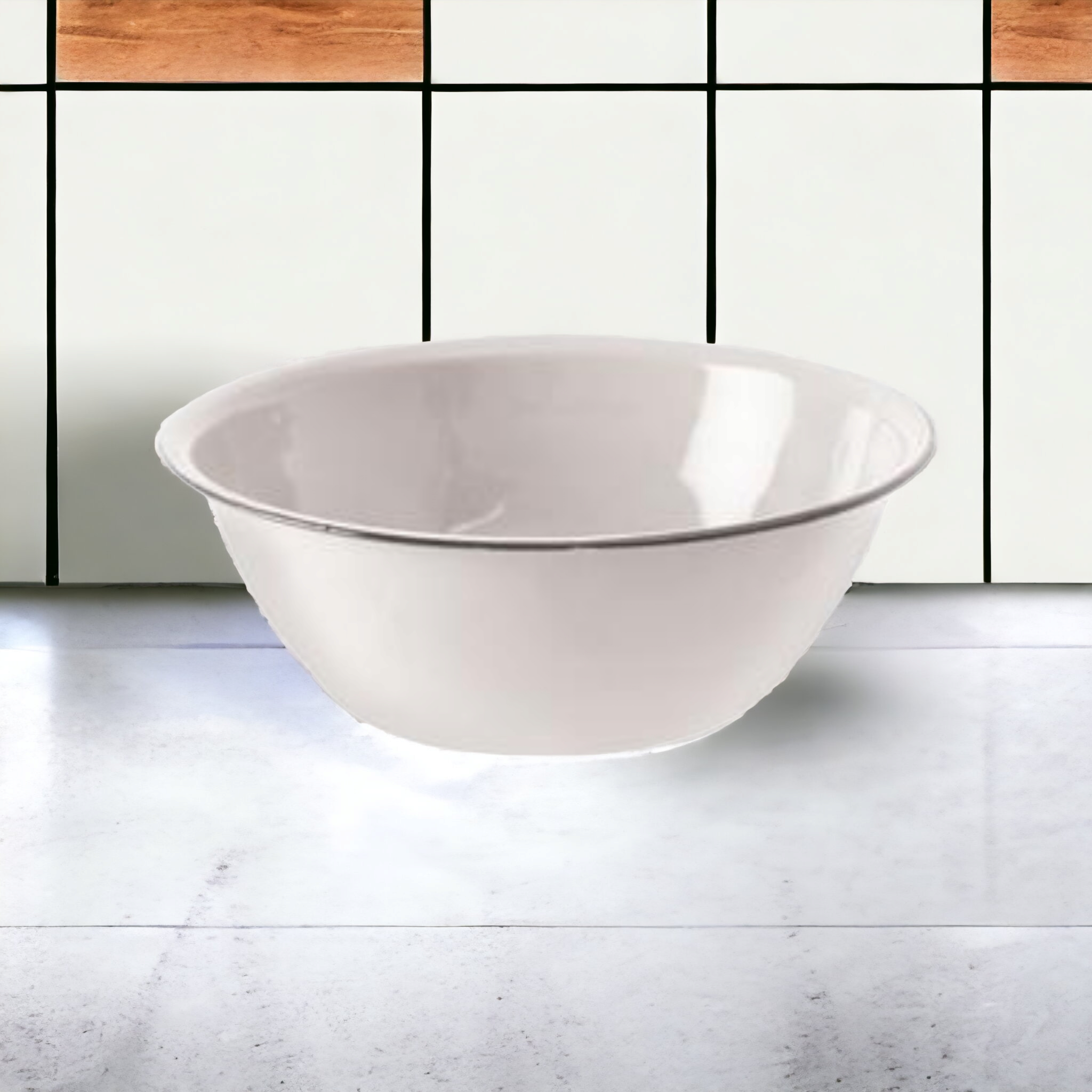Enamel Mixing Bowl 20cm White Cash Bowl