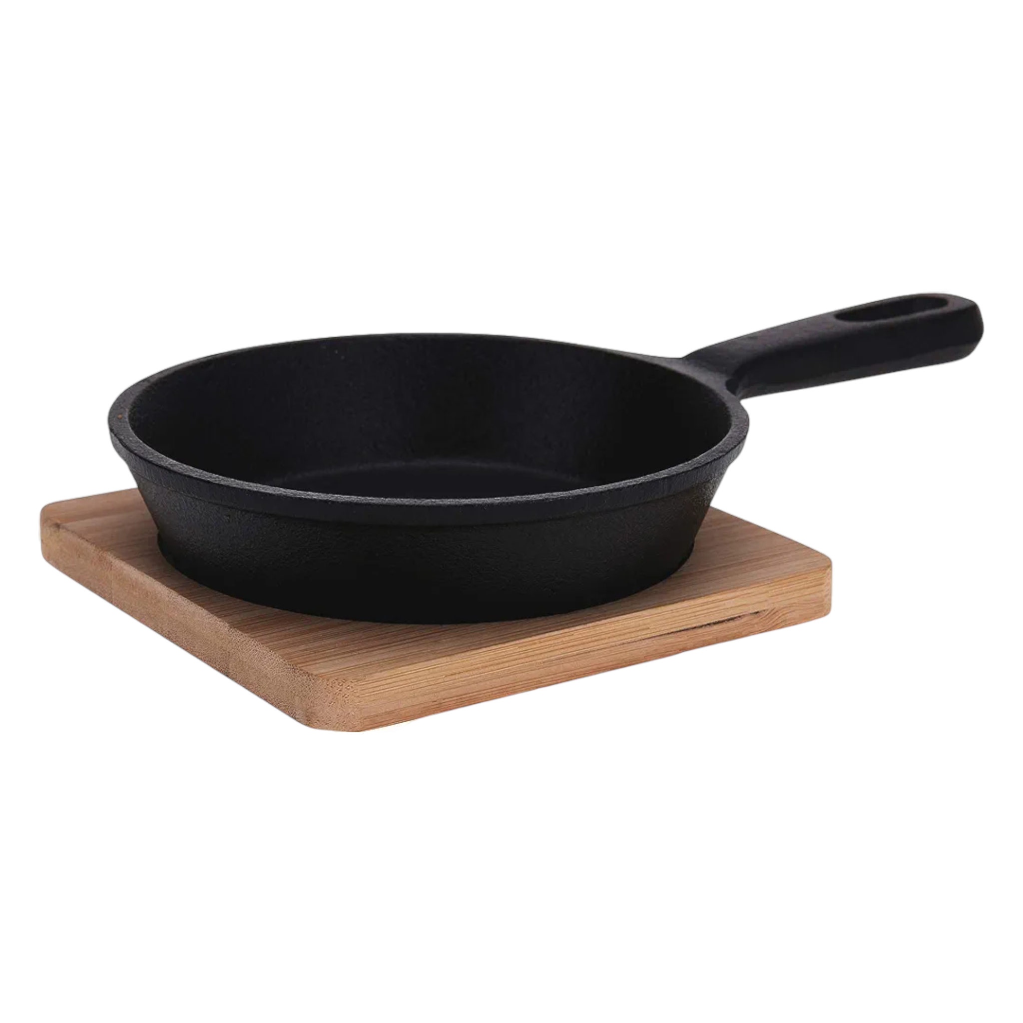 Tapas Cast Iron Pan Round Dish 21x13x4cm with Wooden Board 13155
