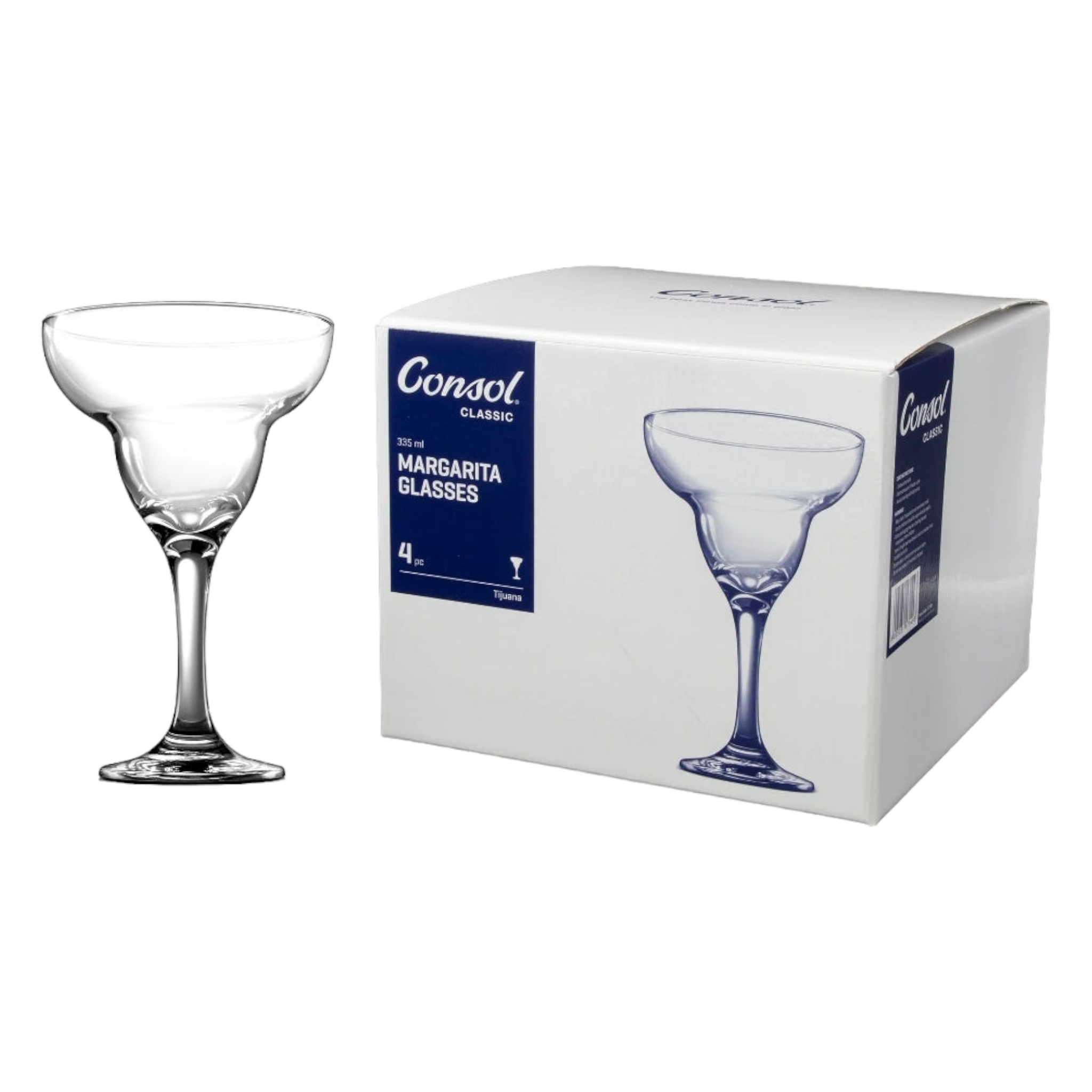 Consol Tijuana Glass Tumbler 335ml Margartia Stemmed 4pack 17149
