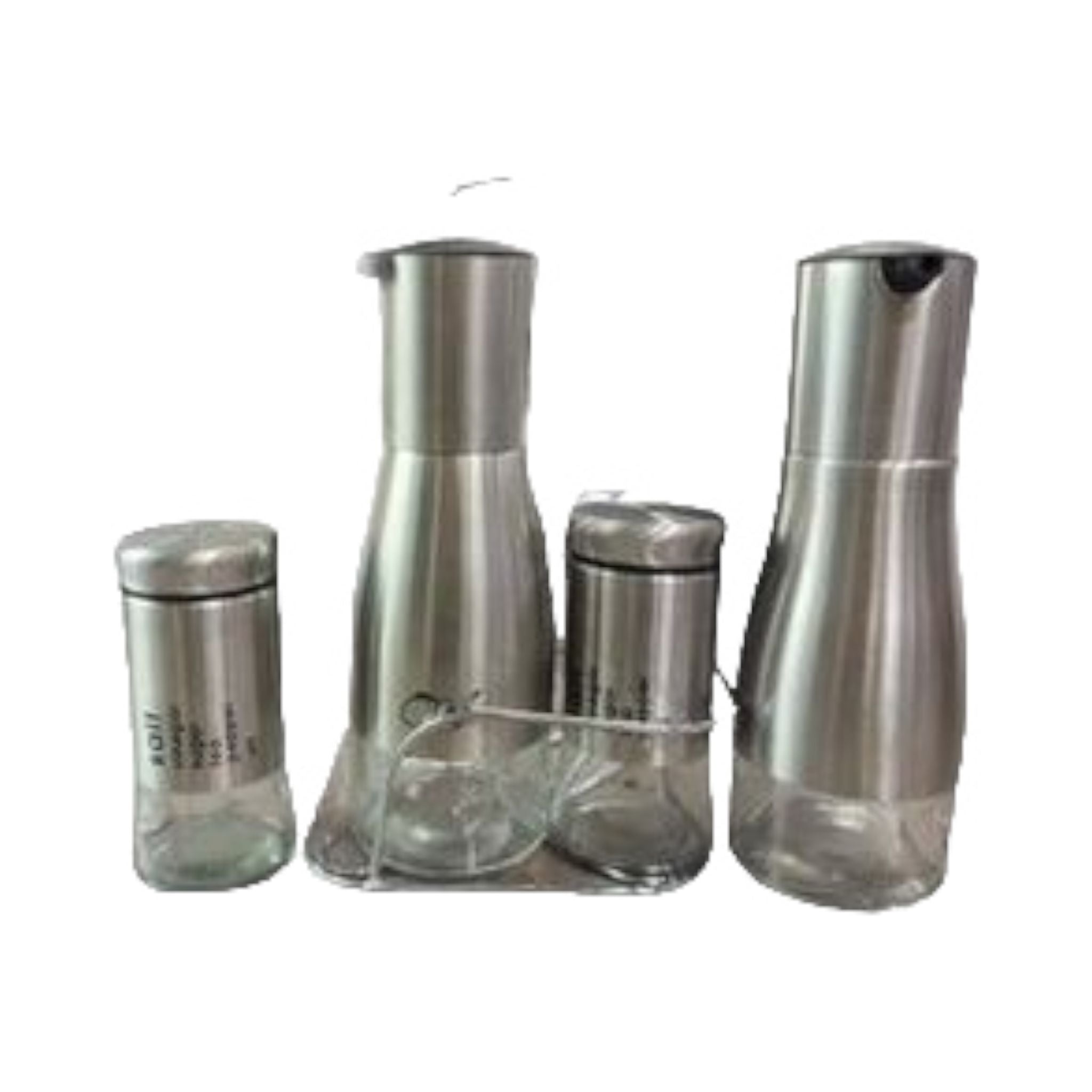 Glass Condiment Set 5pc with Stand