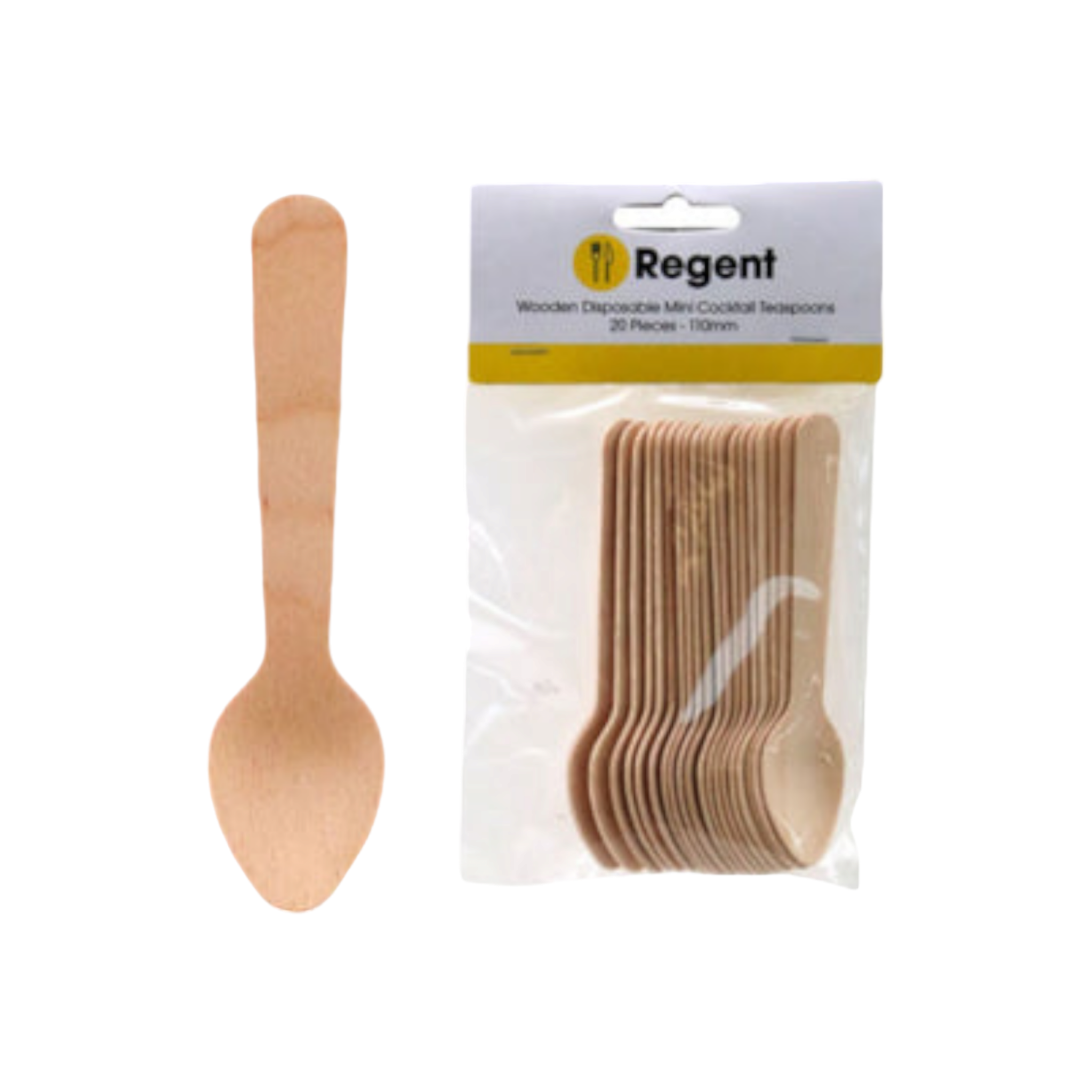 Regent Disposable Mini Bamboo Cocktail Teaspoon 110mm 20pack 35145