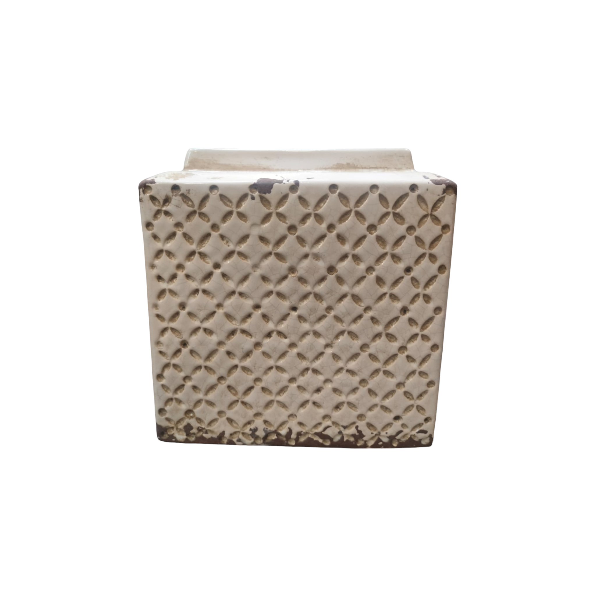 Vintage Rustic Ceramic Cream Vase 18x9cm