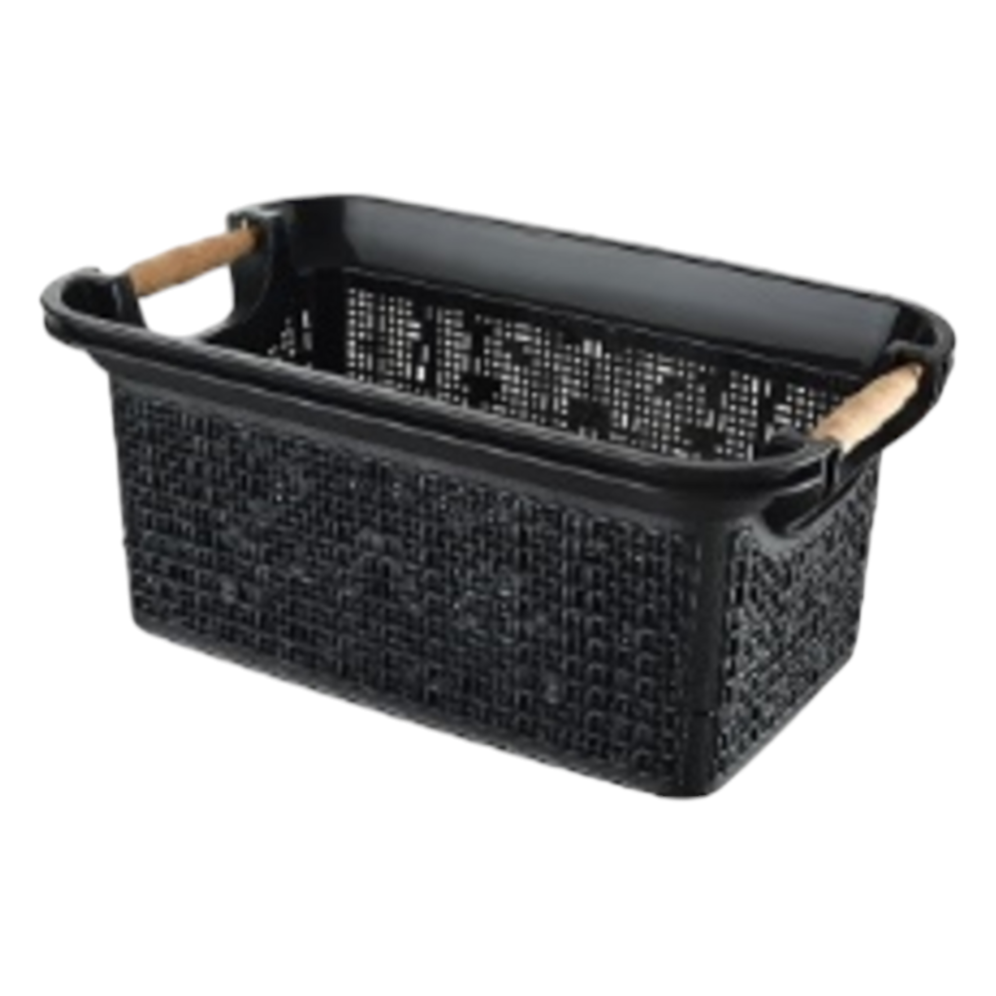 Nu Ware Plastic Woow Design Organizing Laundry Basket wooden Handle 6L 31.5x20x13.37cm