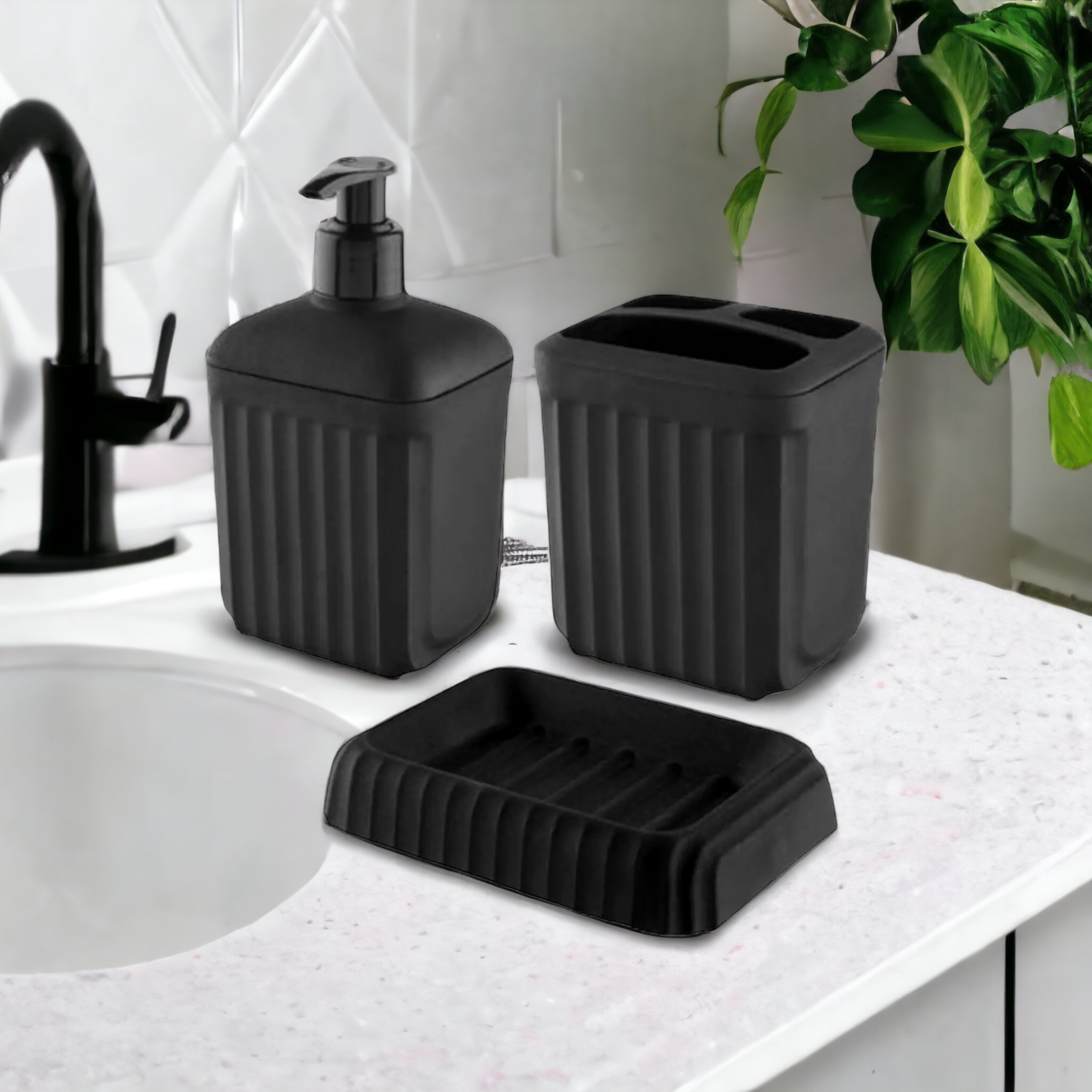 Nu Ware Plastic Lundo Bath Set 3pcs IC-TP701