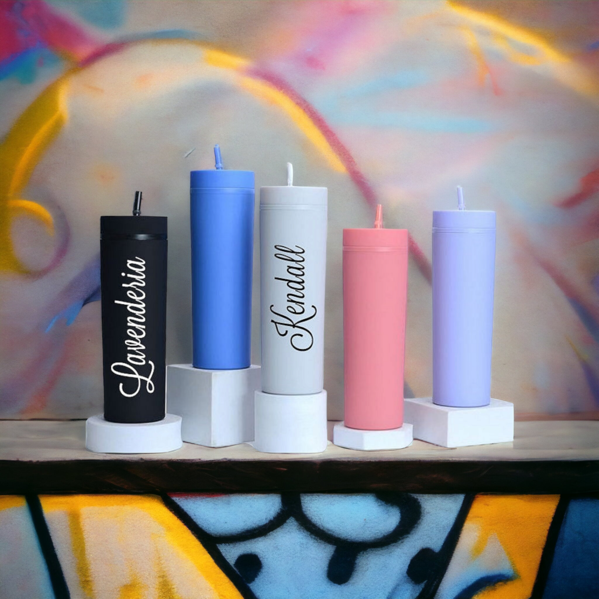 473ml Skinny Drinking Tumbler Acrylic Reusable with Lid and Straw