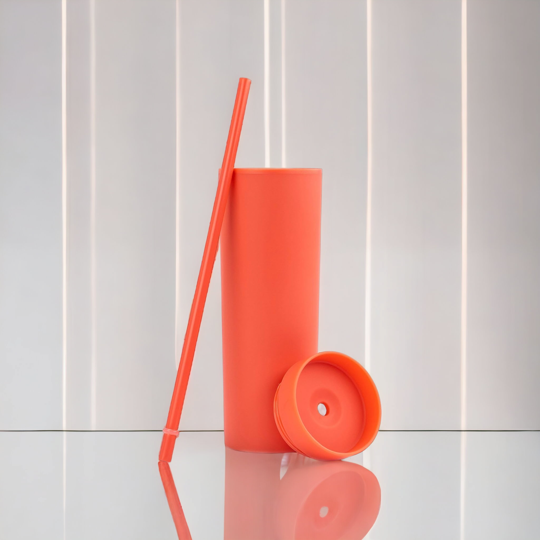 473ml Skinny Drinking Tumbler Acrylic Reusable with Lid and Straw