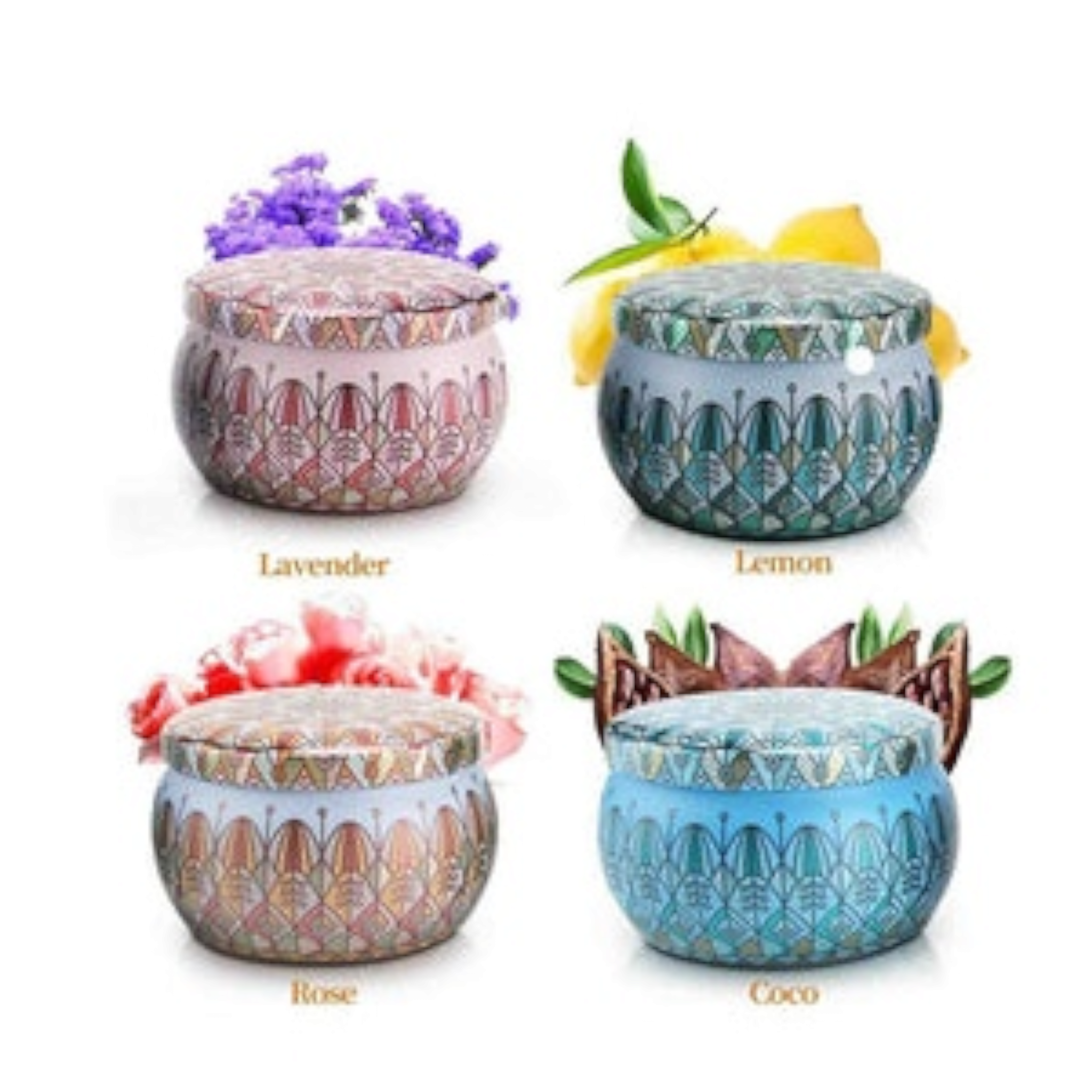 Moroccan Inspired Scented Tin Candle 4pc Gift Box Set