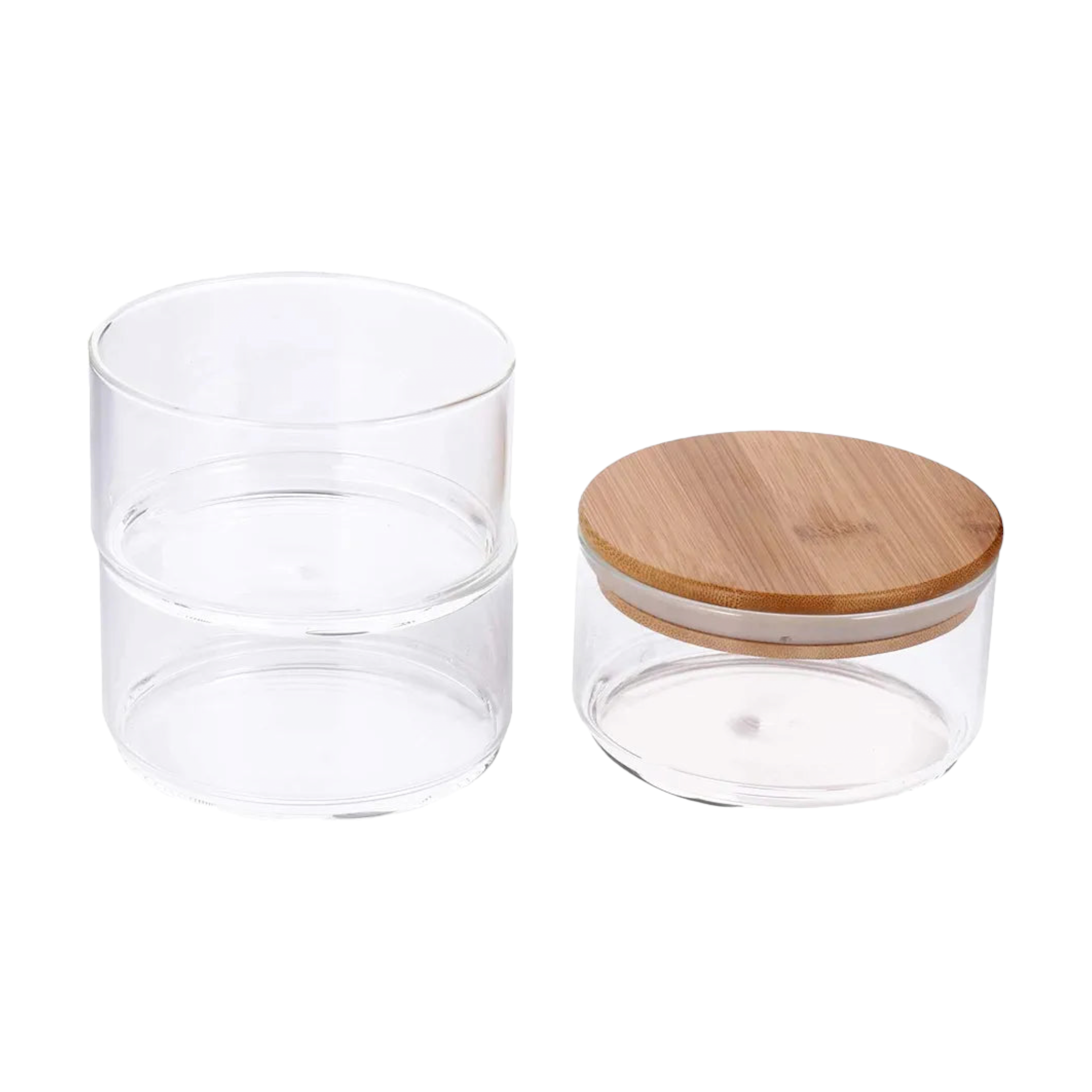 Storage Canister Borosilicate 3pc Stack Up Round with Bamboo Lid