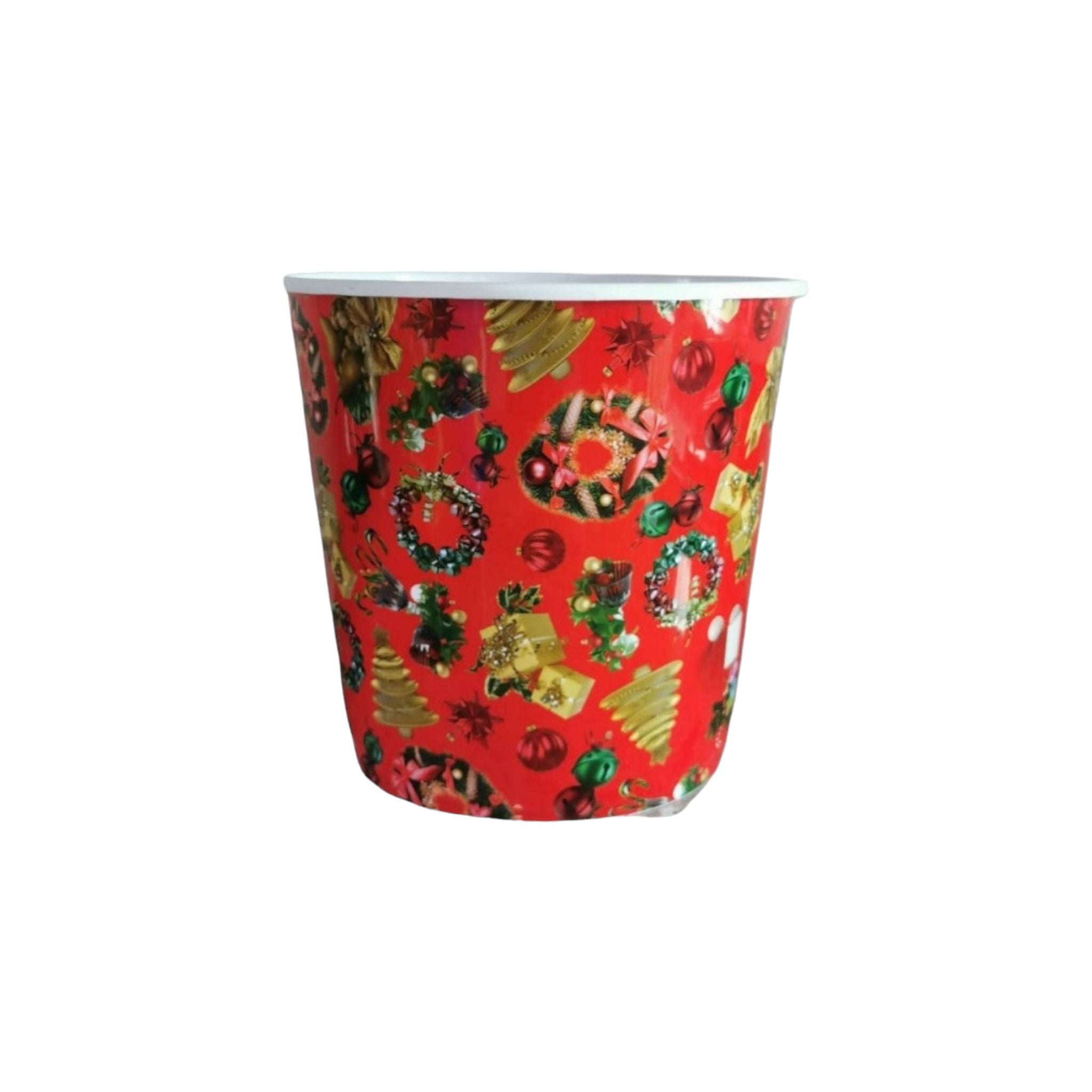 Popcorn Bucket Plastic 19.5x20cm Festive Print