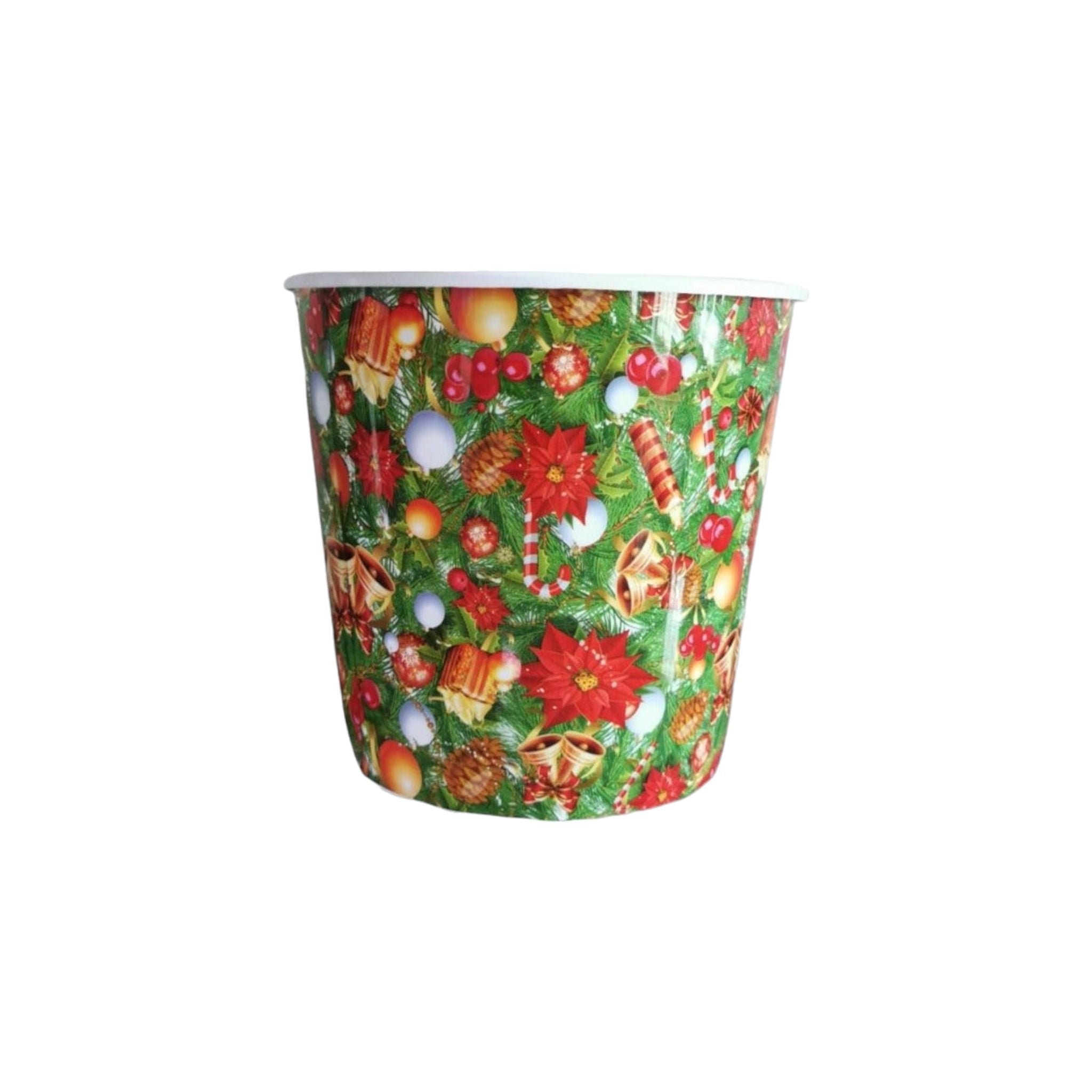 Popcorn Bucket Plastic 19.5x20cm Festive Print
