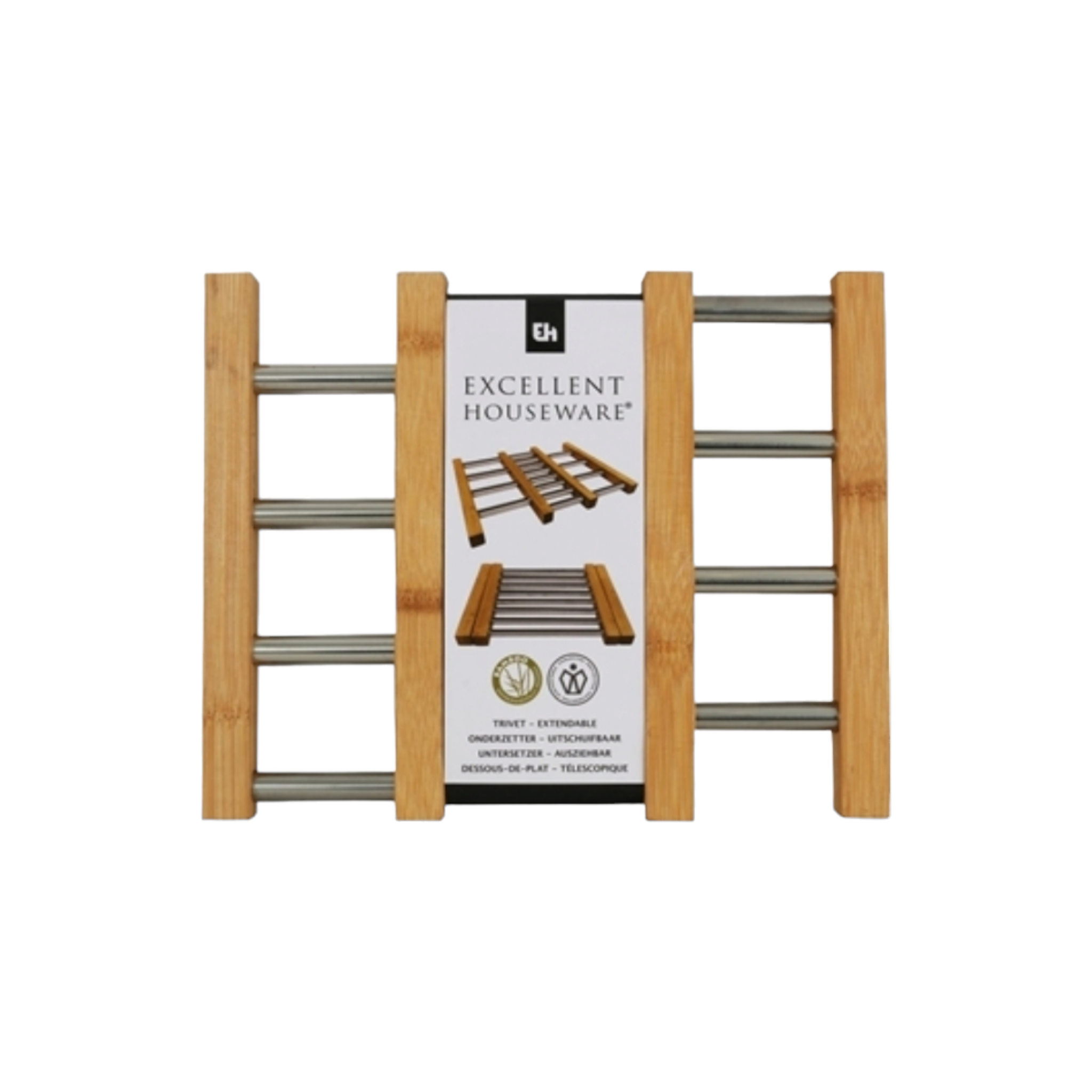 Excellent Houseware Bamboo Trivet Pot Holder Stainless Steel 21021