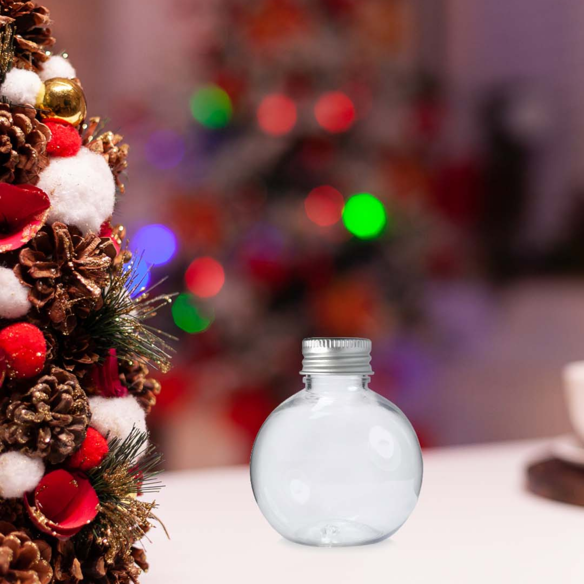 Plastic Globe Jar Spherical Ball Shaped Bottle with Silver Lid