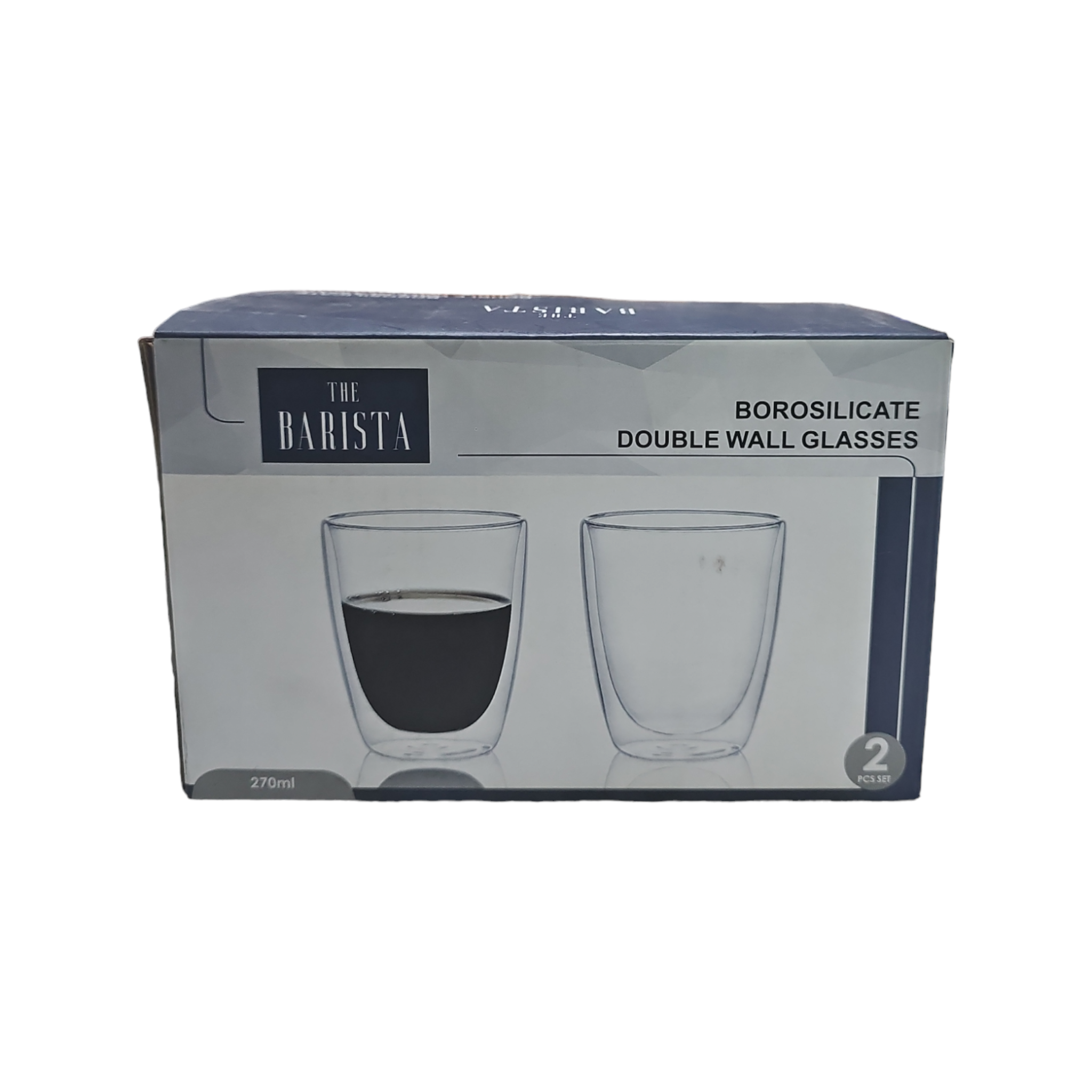 Barista Borosilicate Double Wall Café Latte Coffee Cup 270ml 2pc 10245