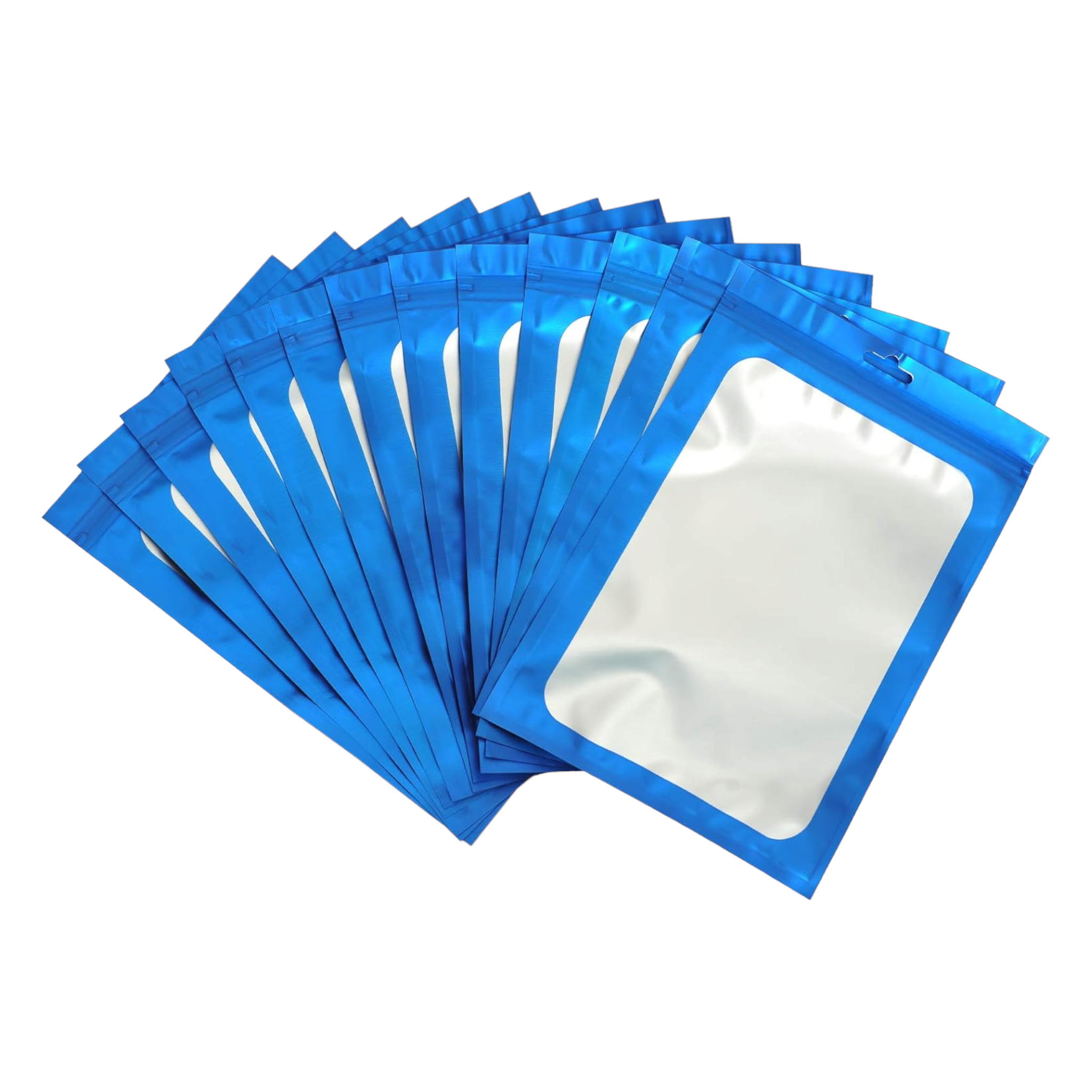 Resealable Mylar Pouch Bags Full Window Display with Euro Loop Punch Hanging Hole 10pack