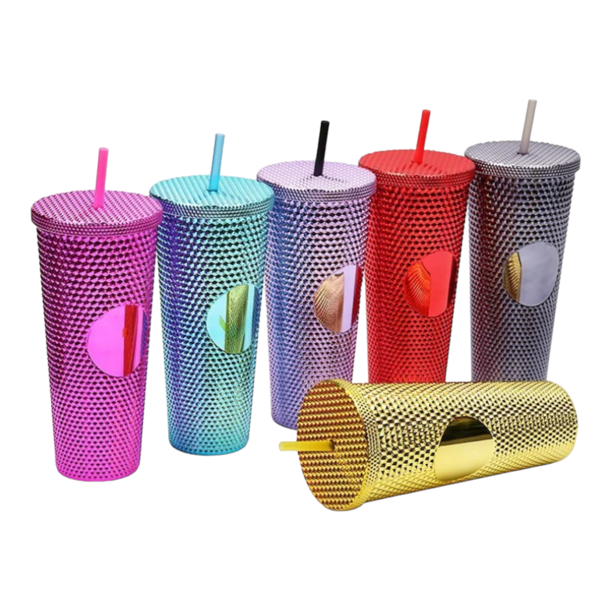 Studded Drinking Tumbler 720ml Smoothie Glitter Cup & Straw