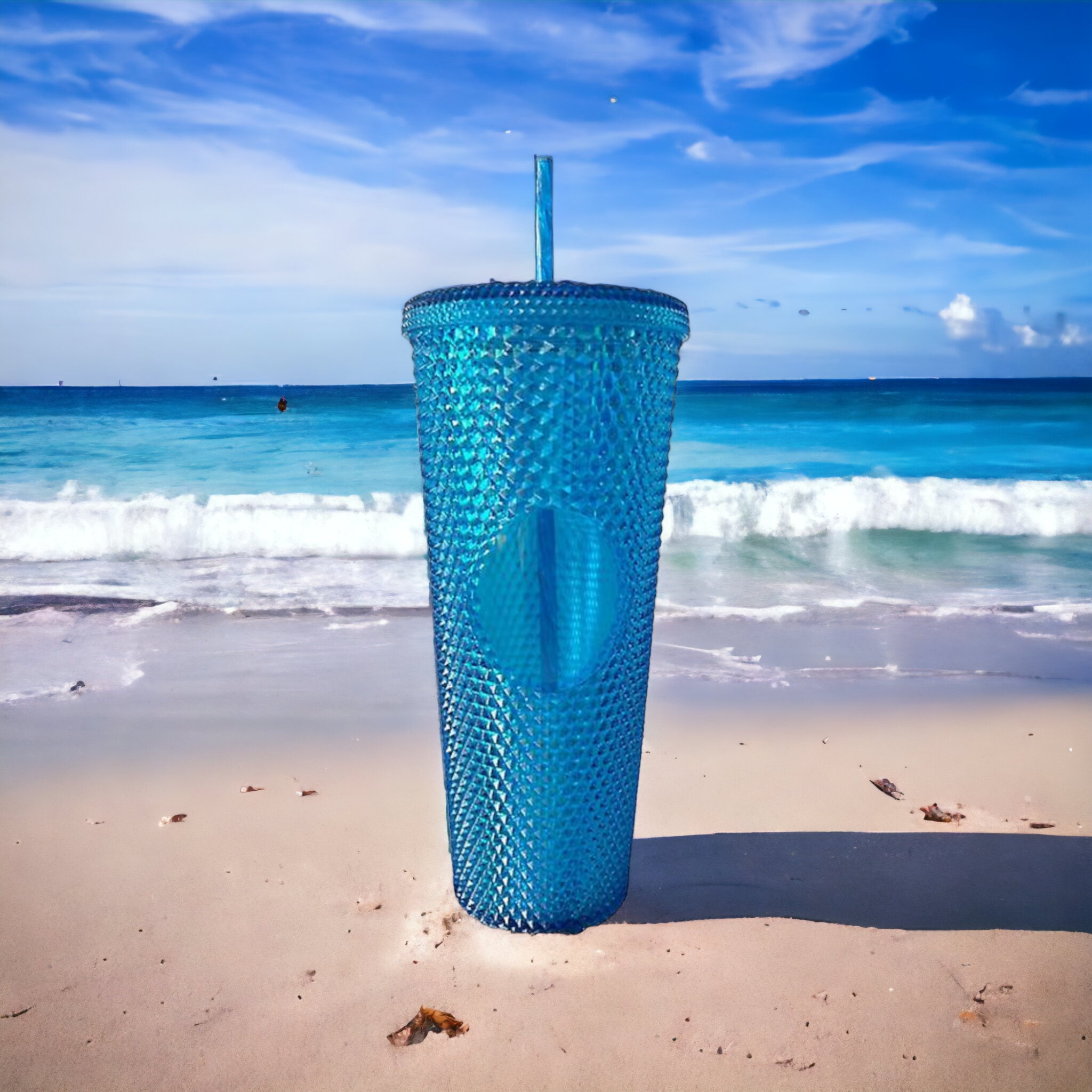 Studded Drinking Tumblers 720ml Smoothie Glitter Cup & Straw