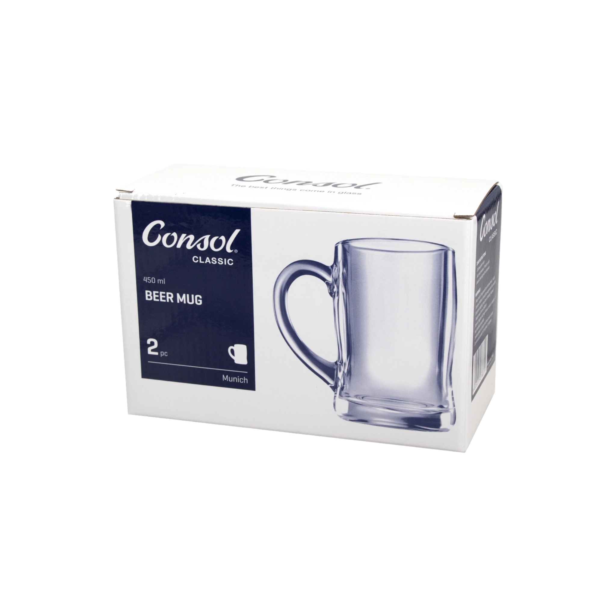 Consol Glass Munich Coffee Mug 450ml 2pack
