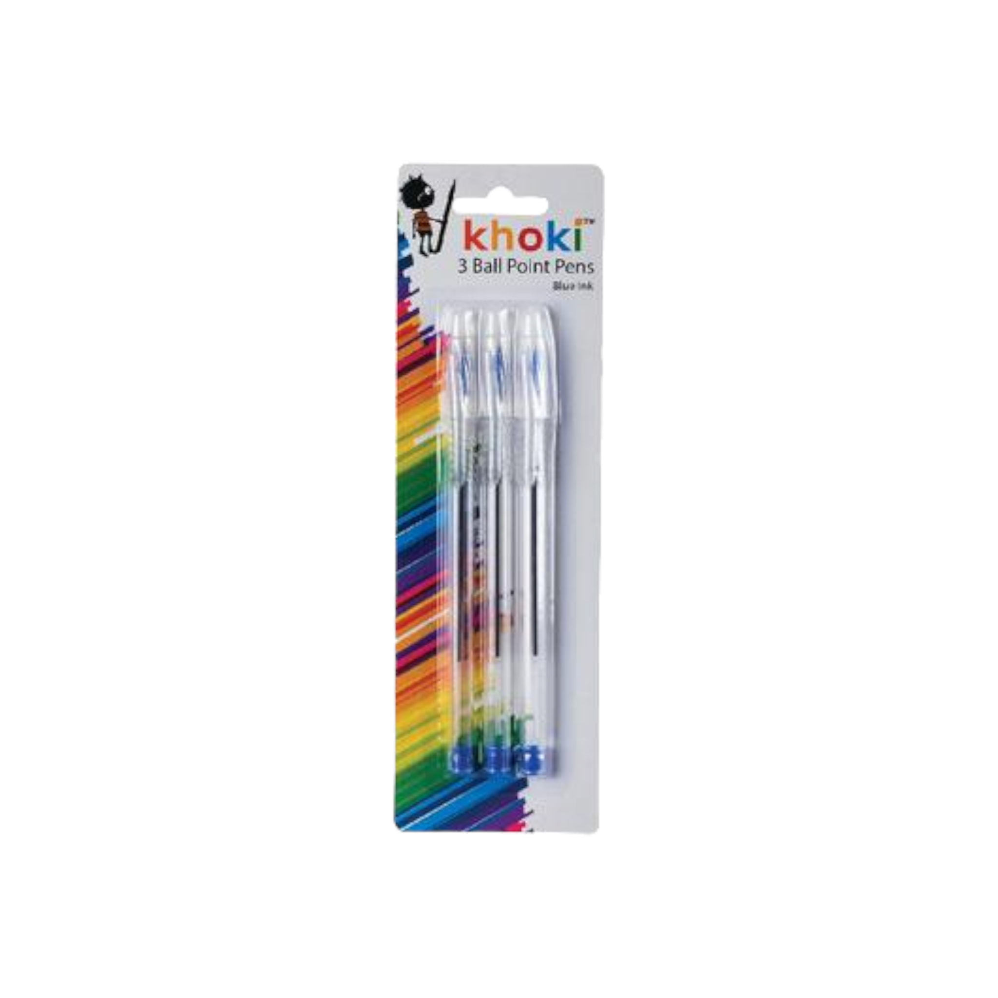 Khoki Ball Point Pen Blue 3pc Card Set