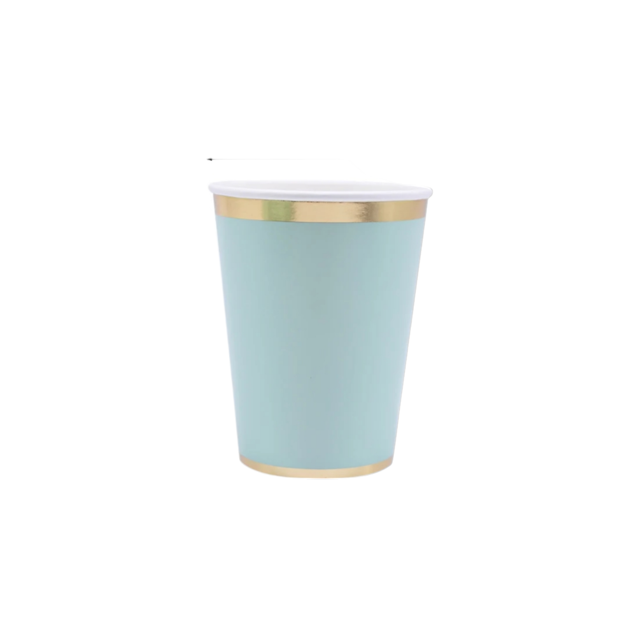 Disposable Party Paper Cups Turquoise with Gold Rim 250ml 8pack XPATY68