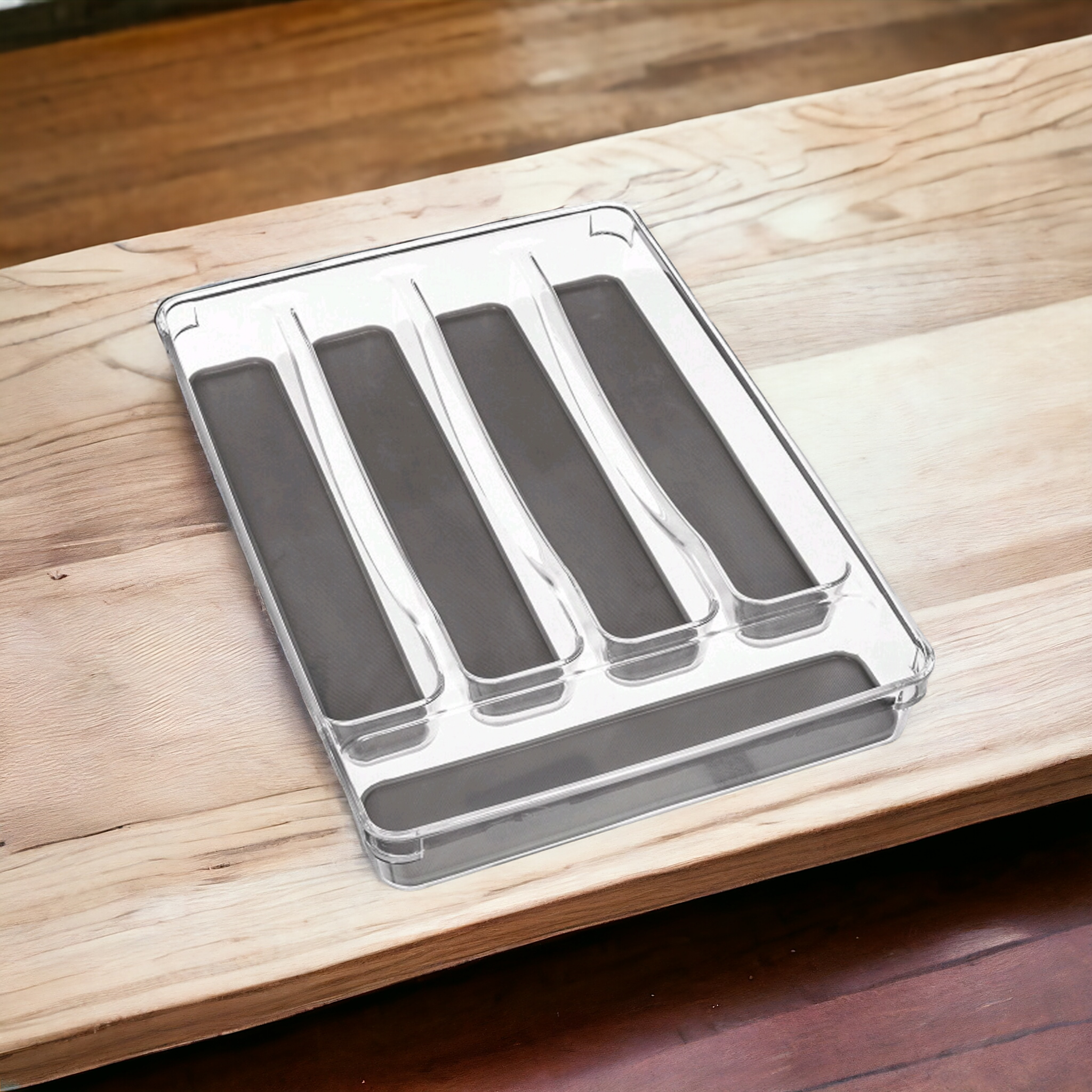 Acrylic Cutlery Holder 5-Compartment Division Non Slip