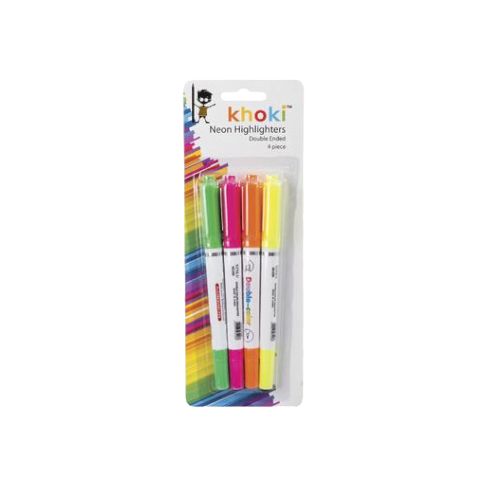 Khoki Dual Ended Highlighter 4pcs Carded