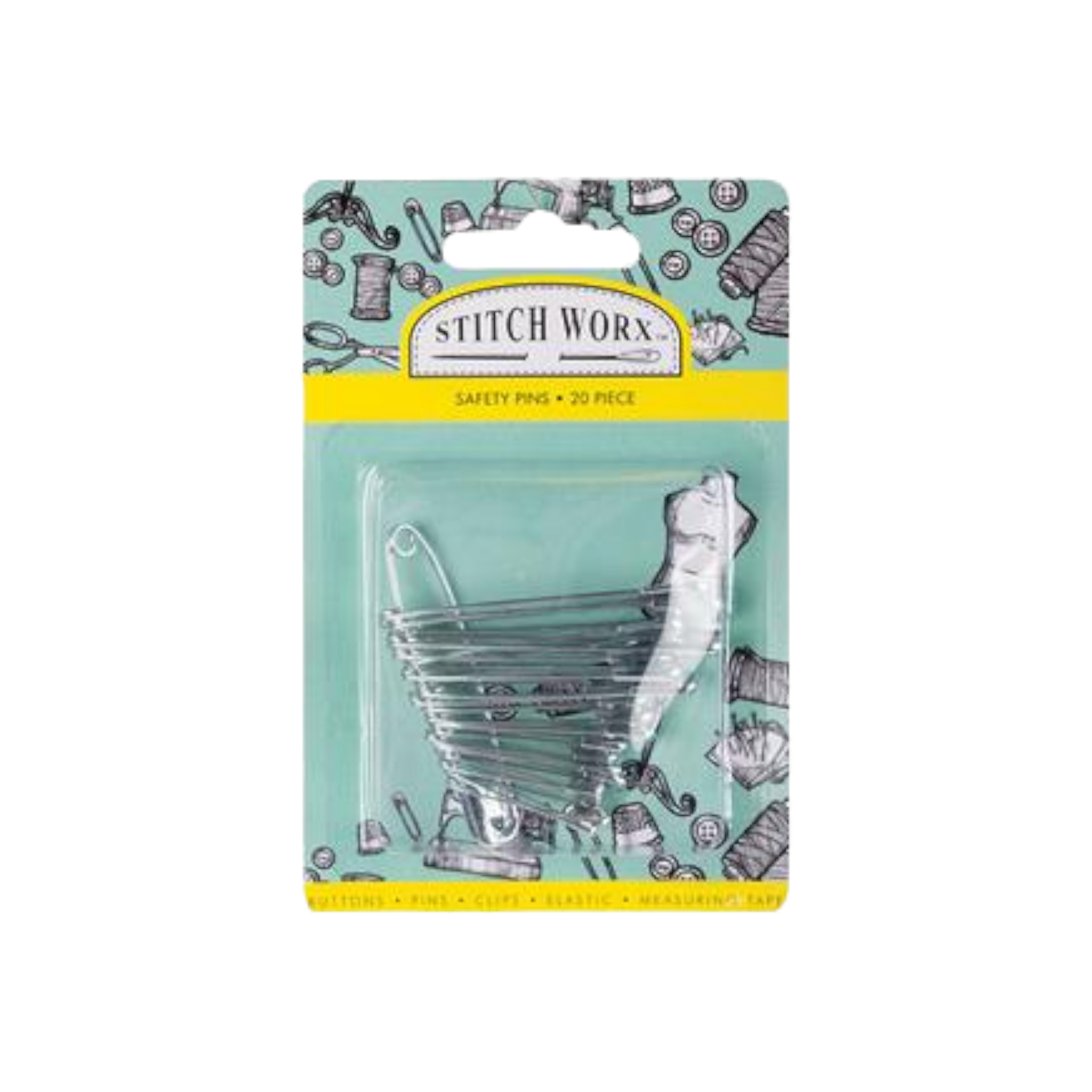 Haberdashery Safety Pins 20 pack Assorted