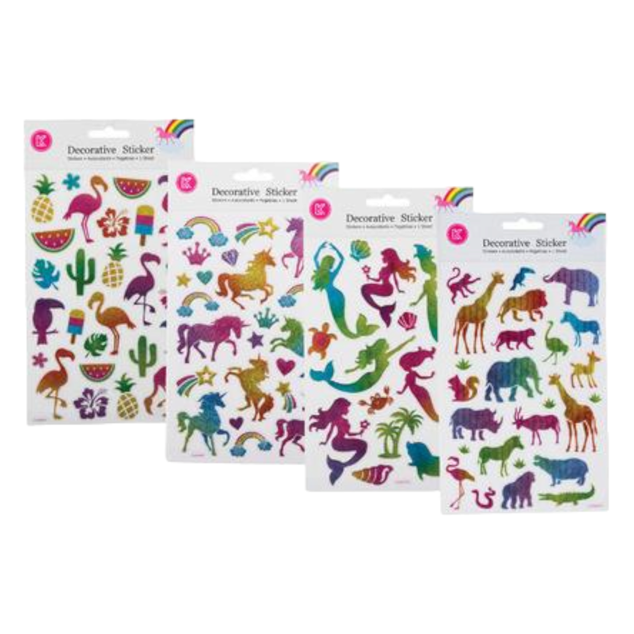 Khoki Decorative Foil Stickers with Glitter Unicorn Flamingo 1pack