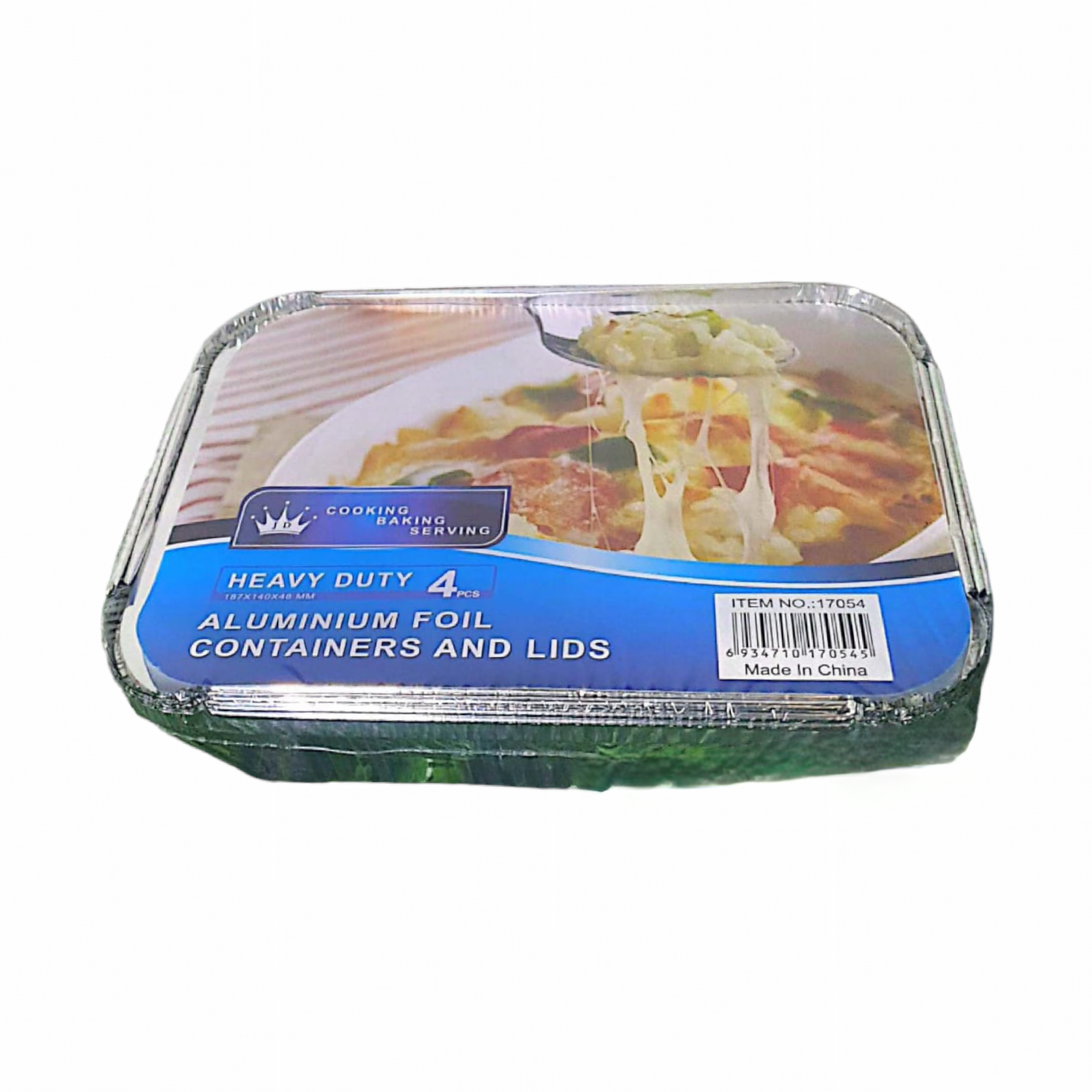 Aluminium Foil Takeaway Container Disposable with Poly PVC Lid Card Lid 187x140x48mm 4pack