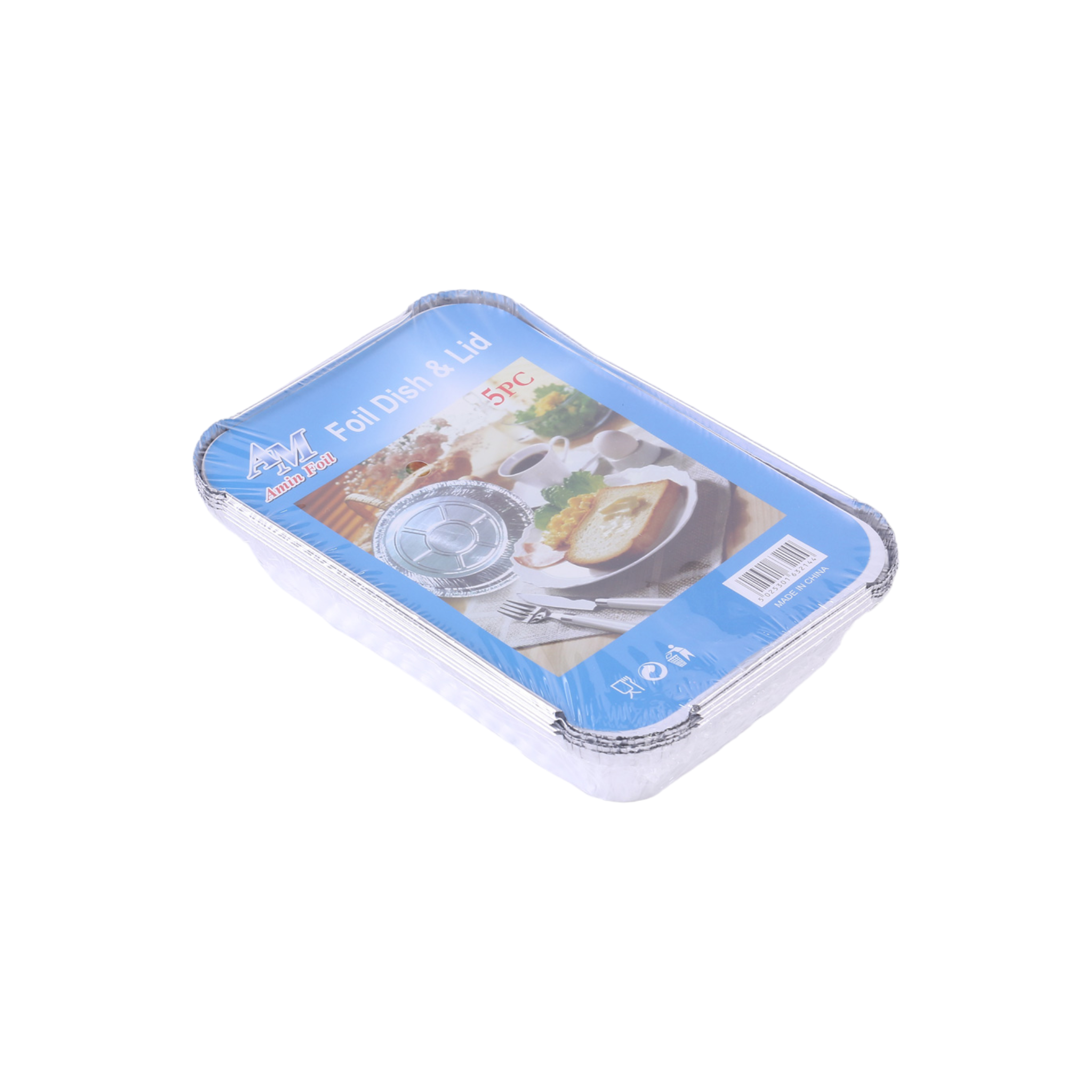 Aluminium Foil Takeaway Container Disposable with Poly PVC Lid Card Lid 187x140x48mm 4pack